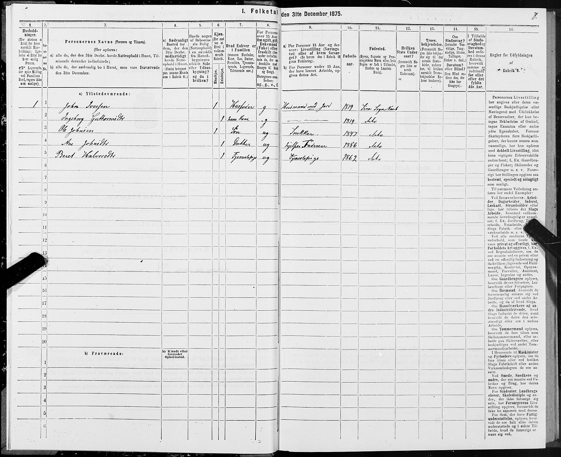 SAT, 1875 census for 1543P Nesset, 1875, p. 3008