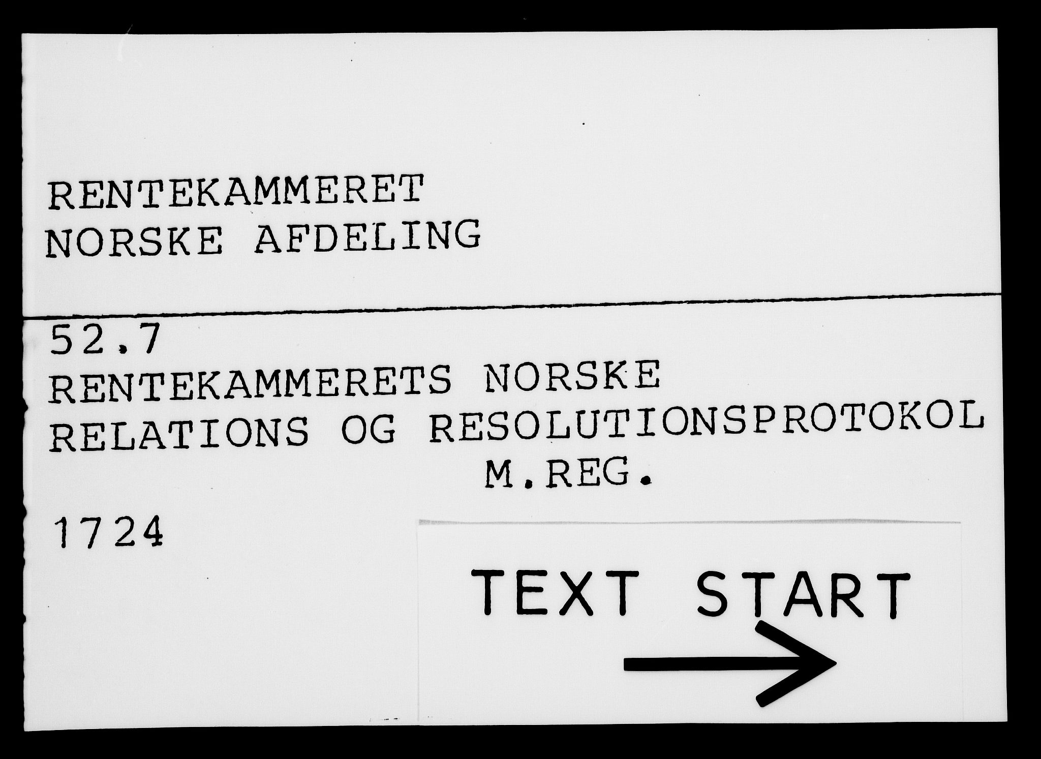Rentekammeret, Kammerkanselliet, RA/EA-3111/G/Gf/Gfa/L0007: Norsk relasjons- og resolusjonsprotokoll (merket RK 52.7), 1724, p. 1