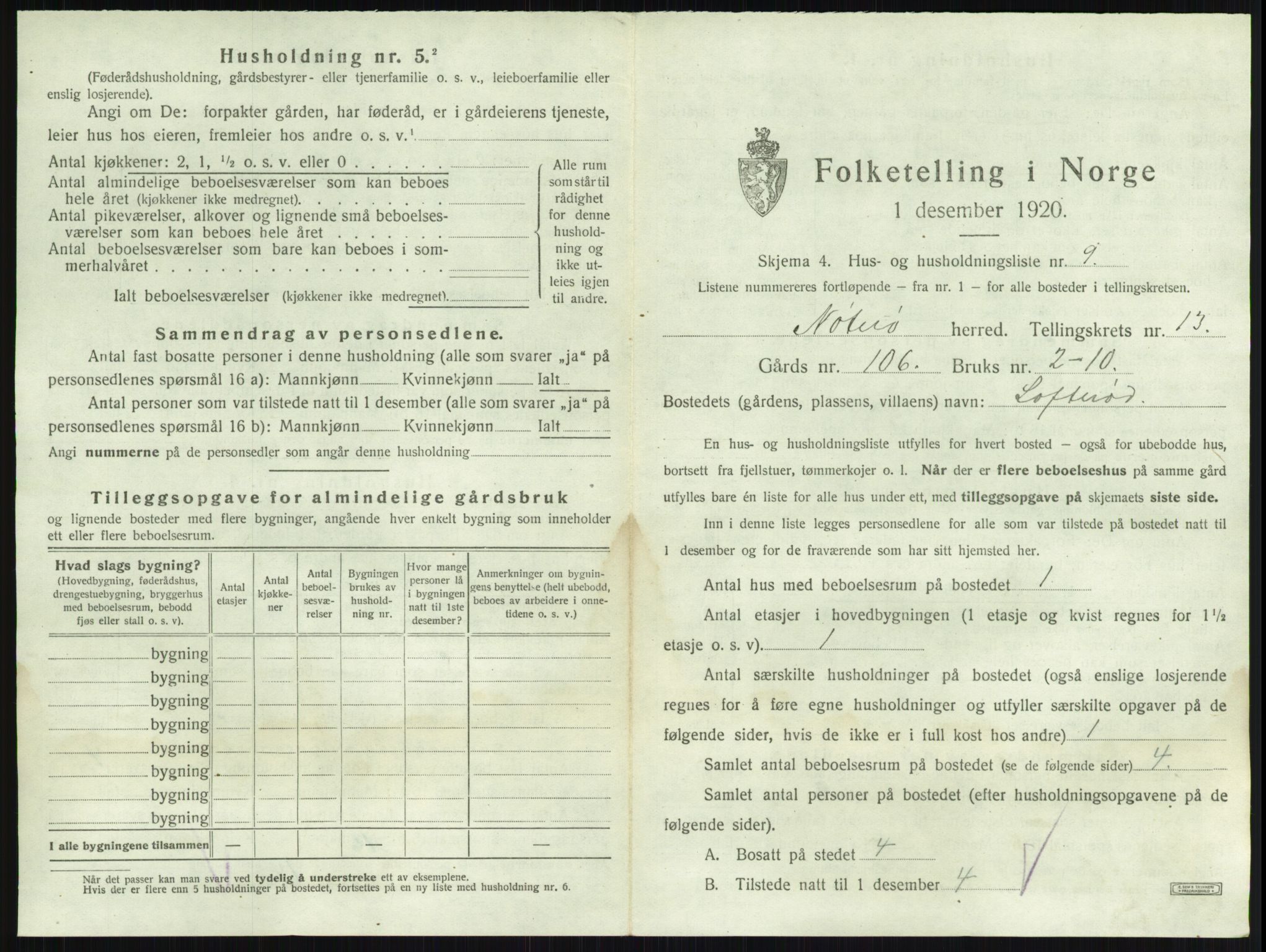 SAKO, 1920 census for Nøtterøy, 1920, p. 2574