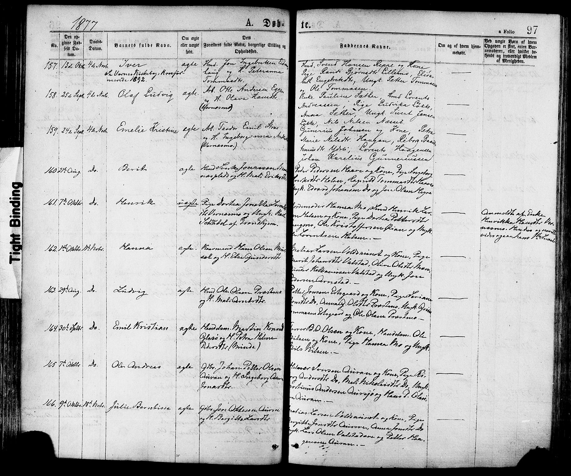 Ministerialprotokoller, klokkerbøker og fødselsregistre - Nord-Trøndelag, AV/SAT-A-1458/709/L0076: Parish register (official) no. 709A16, 1871-1879, p. 97