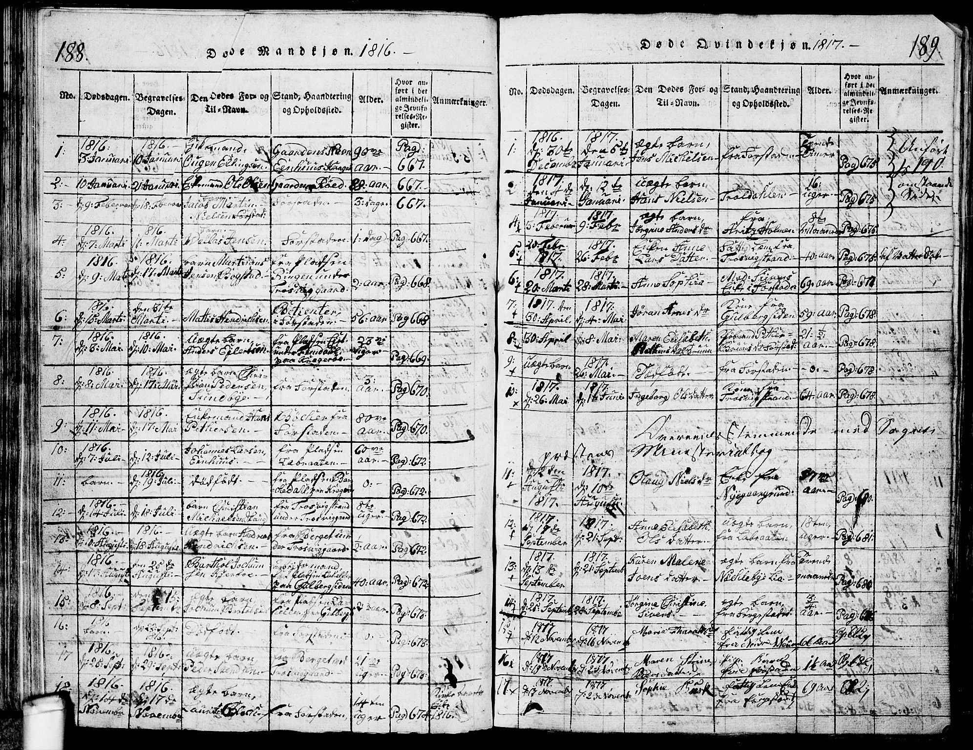 Glemmen prestekontor Kirkebøker, AV/SAO-A-10908/G/Ga/L0001: Parish register (copy) no. 1, 1816-1838, p. 188-189