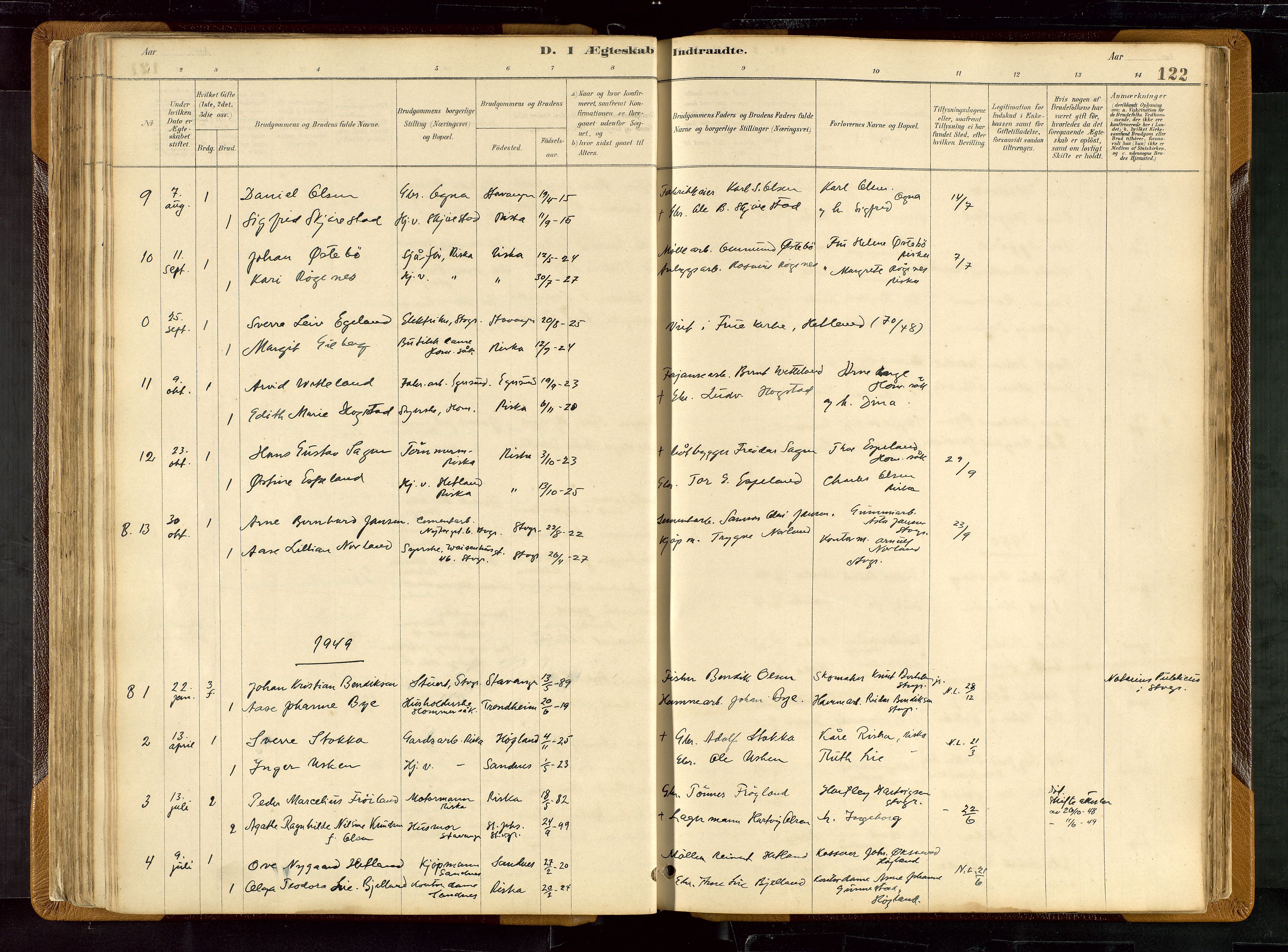 Hetland sokneprestkontor, SAST/A-101826/30/30BB/L0007: Parish register (copy) no. B 7, 1878-1910, p. 122