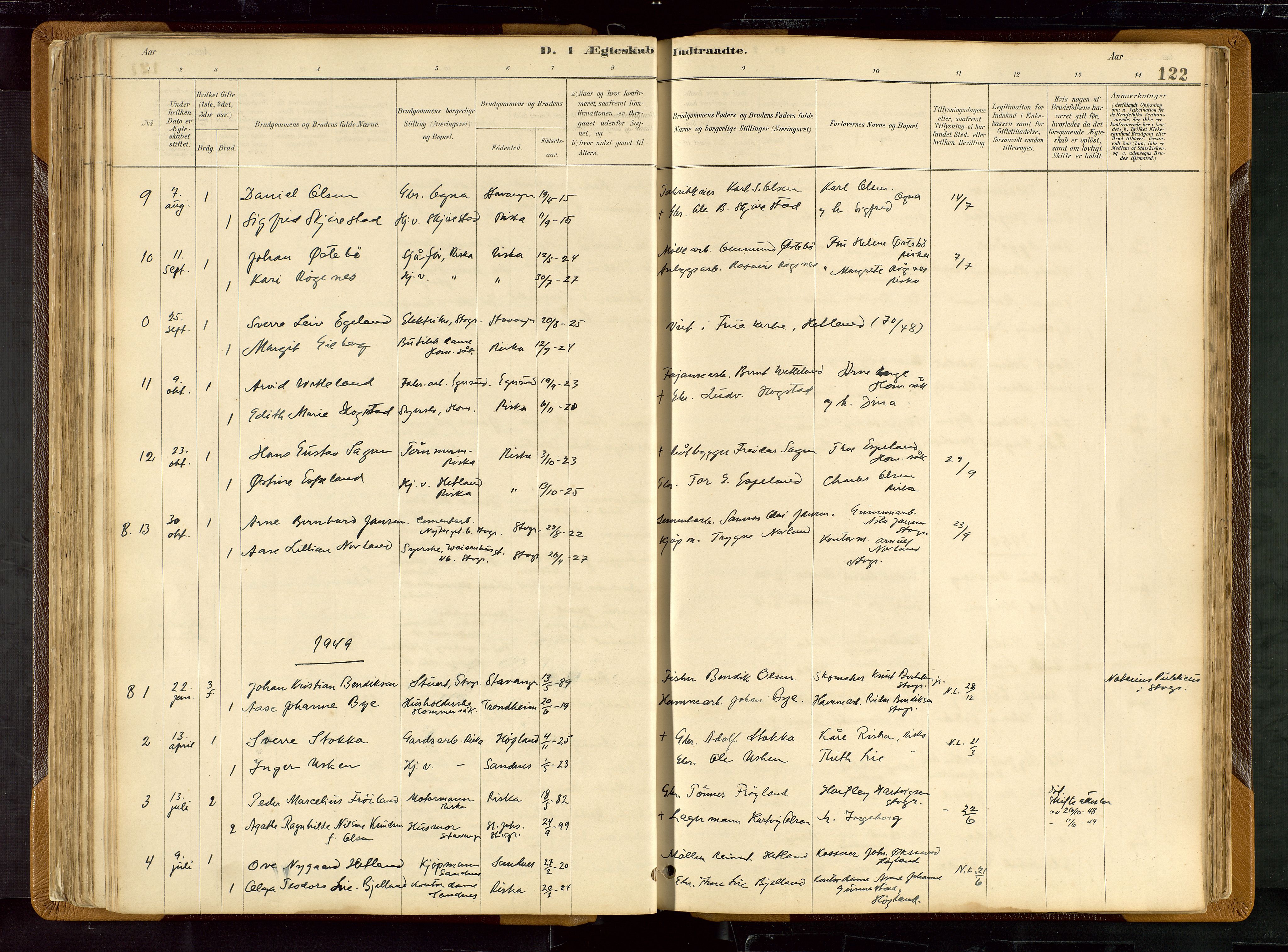 Hetland sokneprestkontor, AV/SAST-A-101826/30/30BB/L0007: Parish register (copy) no. B 7, 1878-1910, p. 122