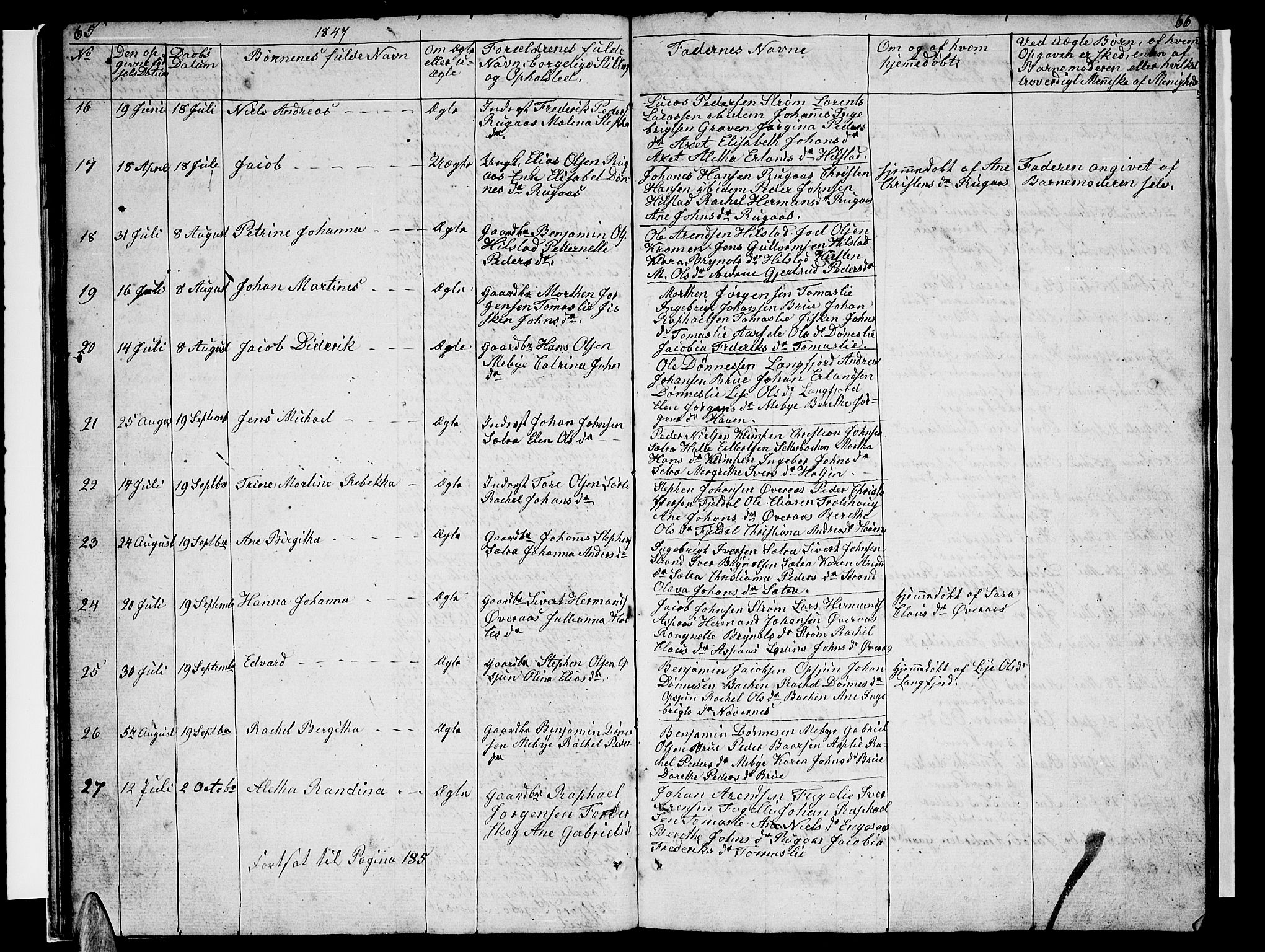 Ministerialprotokoller, klokkerbøker og fødselsregistre - Nordland, SAT/A-1459/814/L0228: Parish register (copy) no. 814C01, 1838-1858, p. 65-66