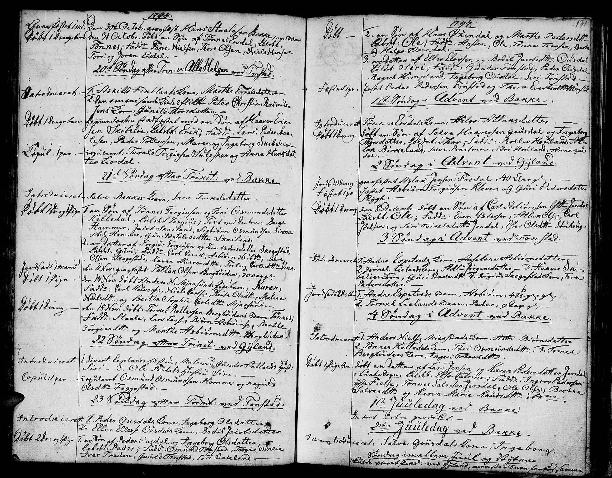 Bakke sokneprestkontor, SAK/1111-0002/F/Fa/Faa/L0002: Parish register (official) no. A 2, 1780-1816, p. 131