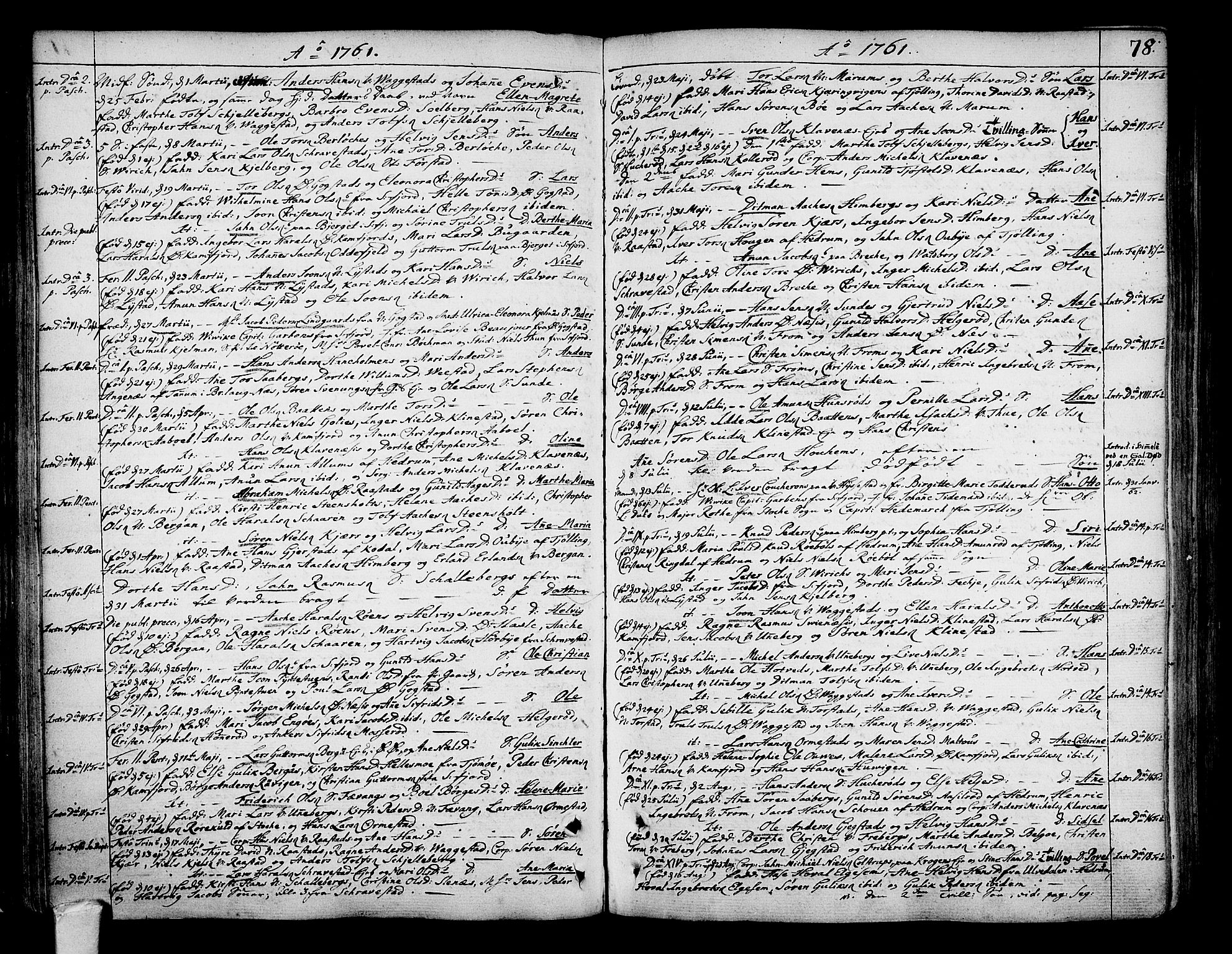 Sandar kirkebøker, SAKO/A-243/F/Fa/L0002: Parish register (official) no. 2, 1733-1788, p. 78