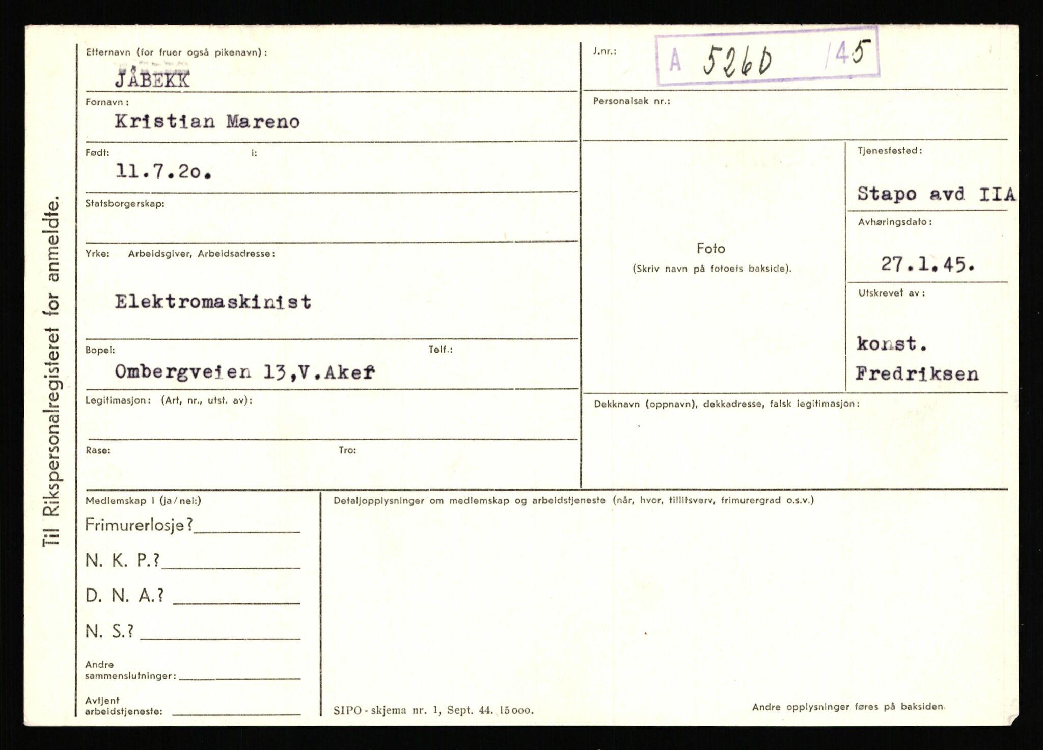 Statspolitiet - Hovedkontoret / Osloavdelingen, AV/RA-S-1329/C/Ca/L0007: Hol - Joelsen, 1943-1945, p. 2847