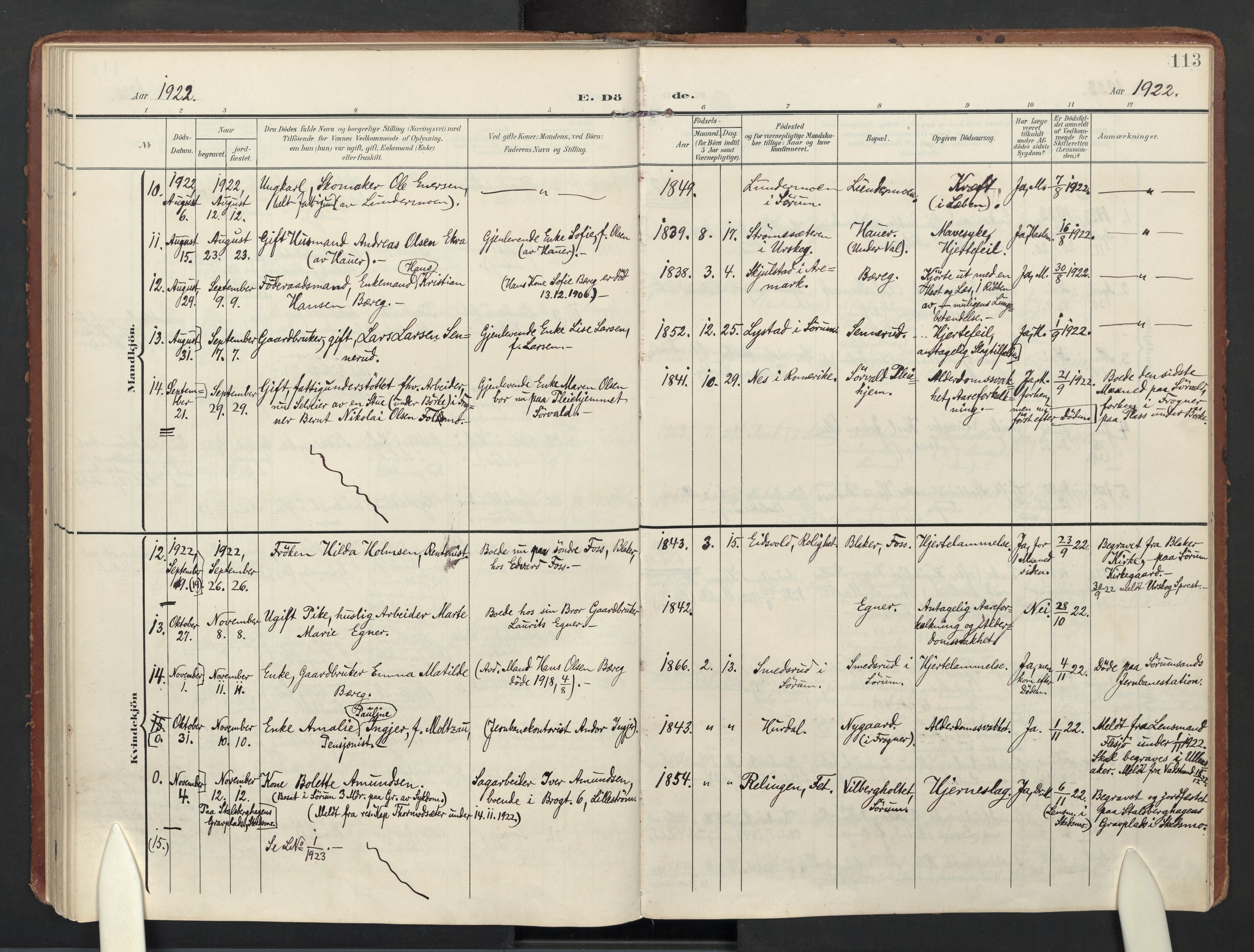 Sørum prestekontor Kirkebøker, AV/SAO-A-10303/F/Fa/L0009: Parish register (official) no. I 9, 1905-1931, p. 113