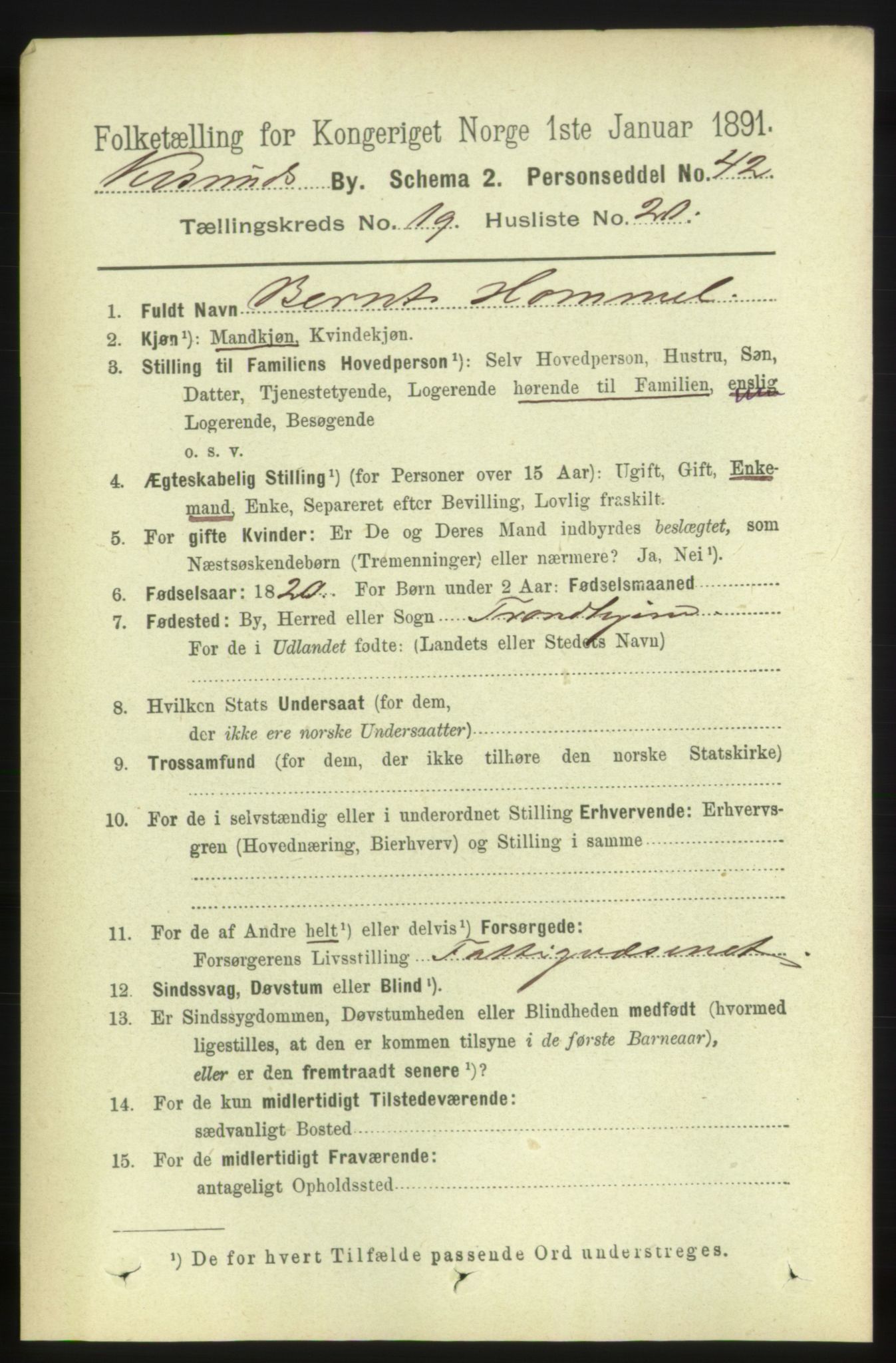 RA, 1891 census for 1503 Kristiansund, 1891, p. 12678