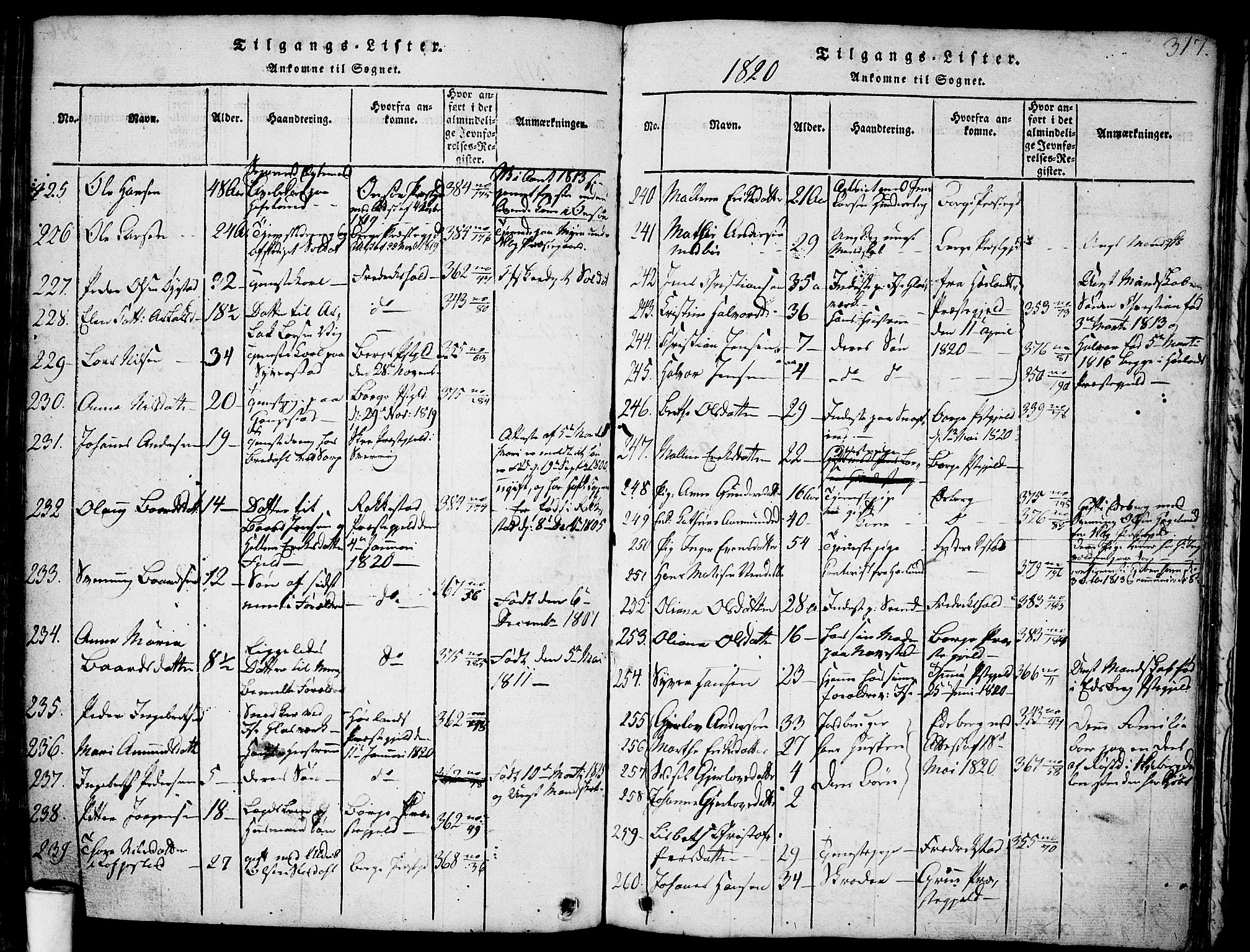 Skjeberg prestekontor Kirkebøker, AV/SAO-A-10923/F/Fa/L0004: Parish register (official) no. I 4, 1815-1830, p. 317