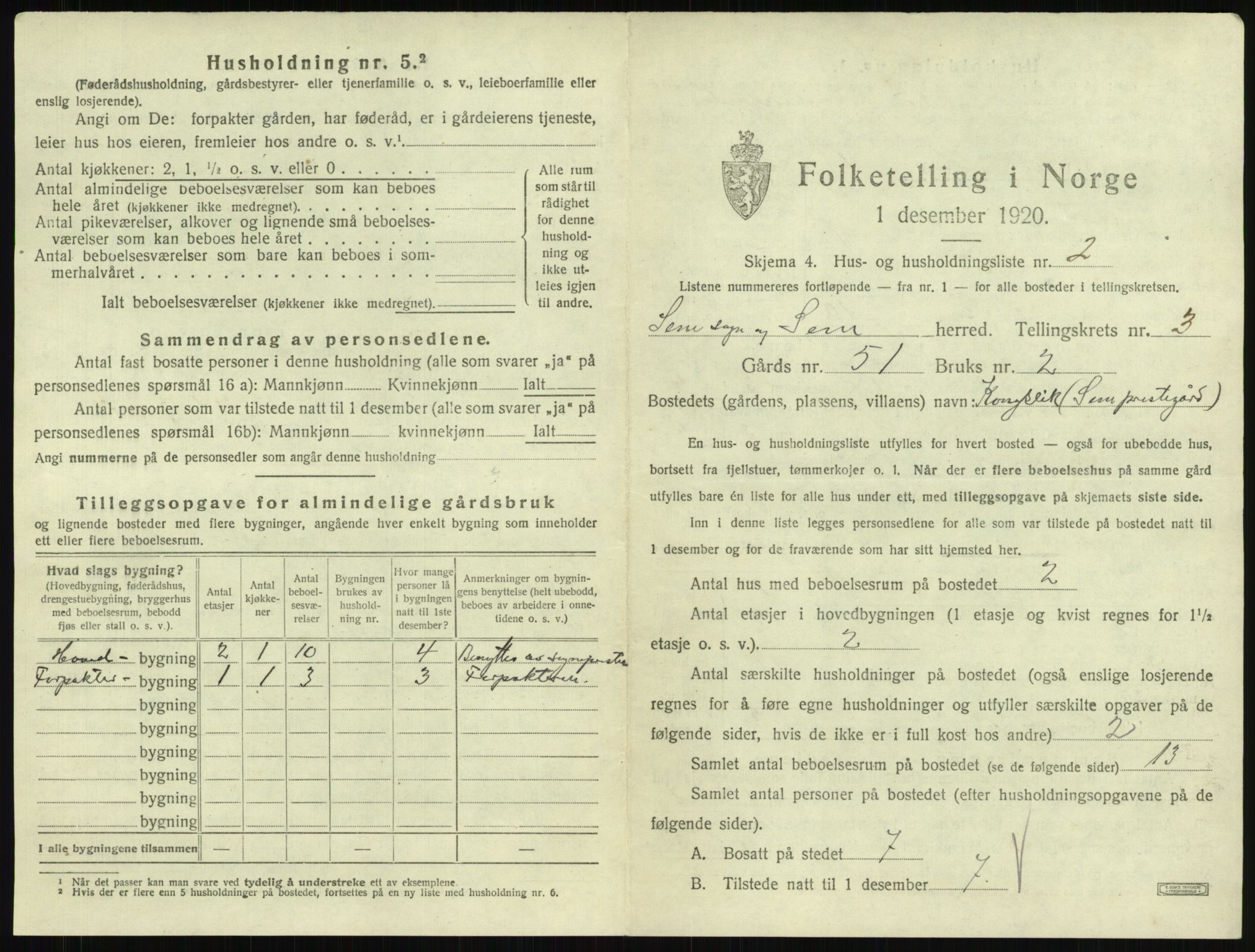 SAKO, 1920 census for Sem, 1920, p. 638