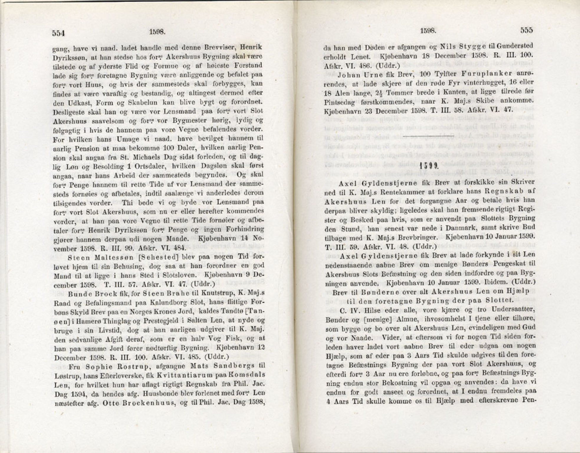 Publikasjoner utgitt av Det Norske Historiske Kildeskriftfond, PUBL/-/-/-: Norske Rigs-Registranter, bind 3, 1588-1602, p. 554-555