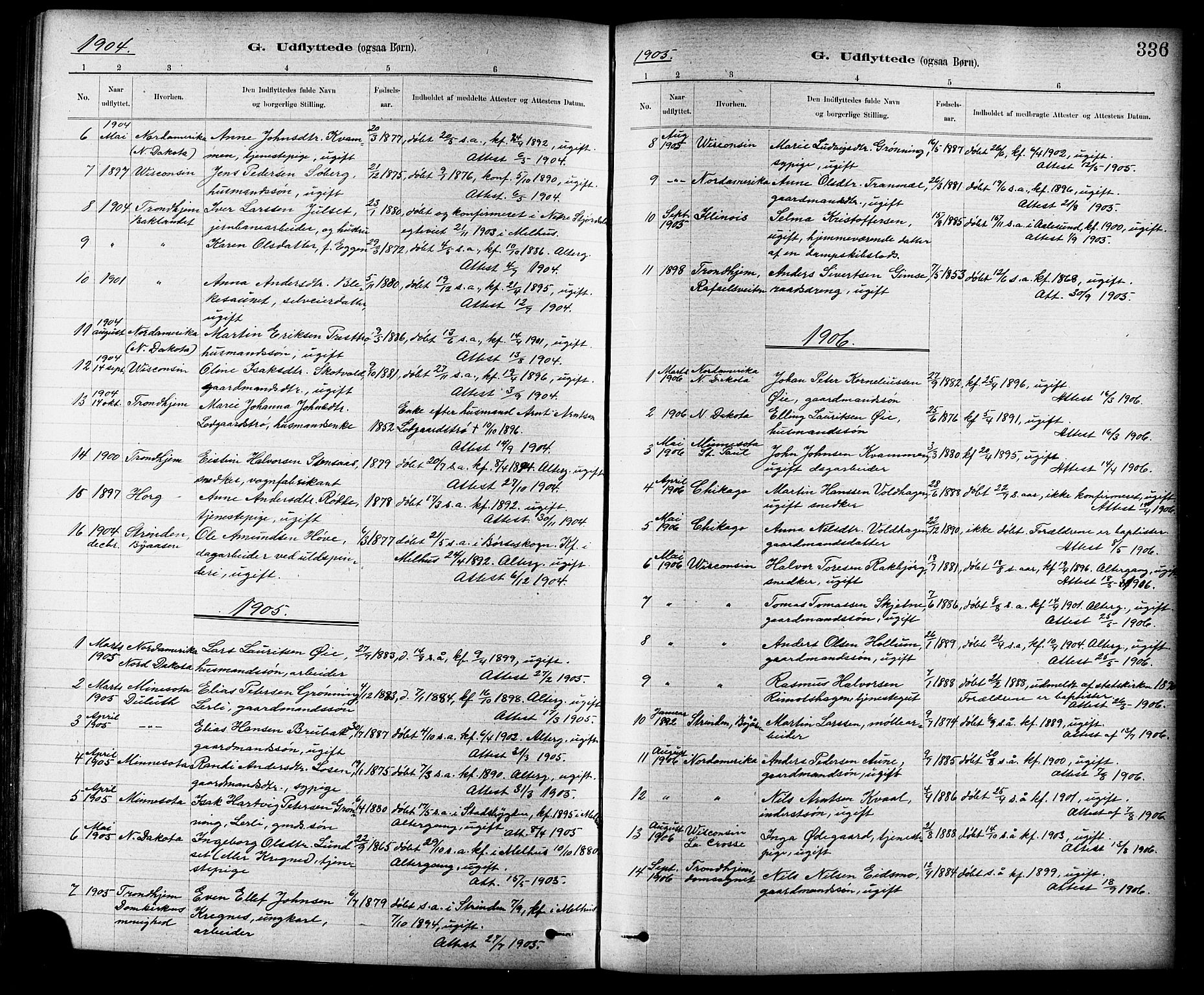 Ministerialprotokoller, klokkerbøker og fødselsregistre - Sør-Trøndelag, SAT/A-1456/691/L1094: Parish register (copy) no. 691C05, 1879-1911, p. 336