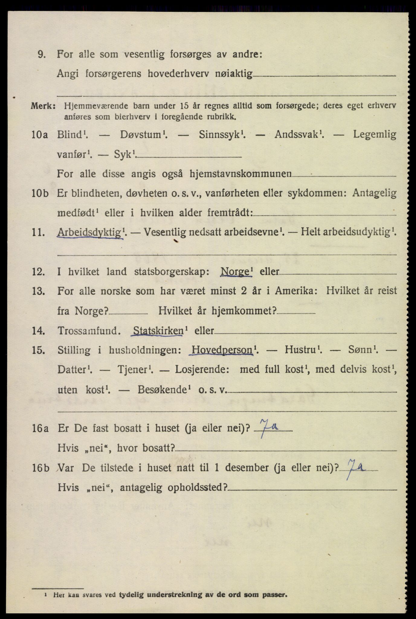 SAK, 1920 census for Hornnes, 1920, p. 1578