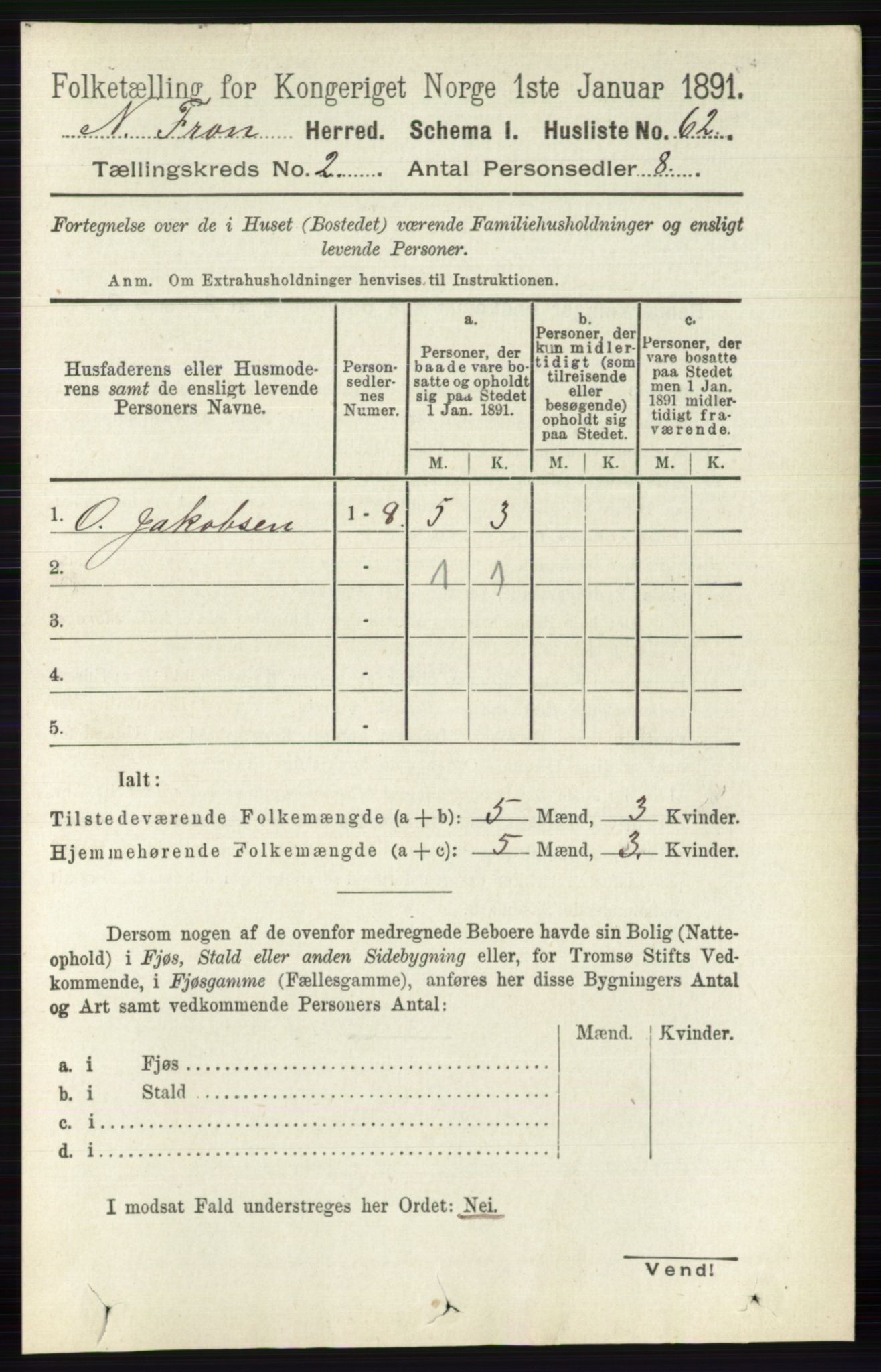 RA, 1891 census for 0518 Nord-Fron, 1891, p. 333