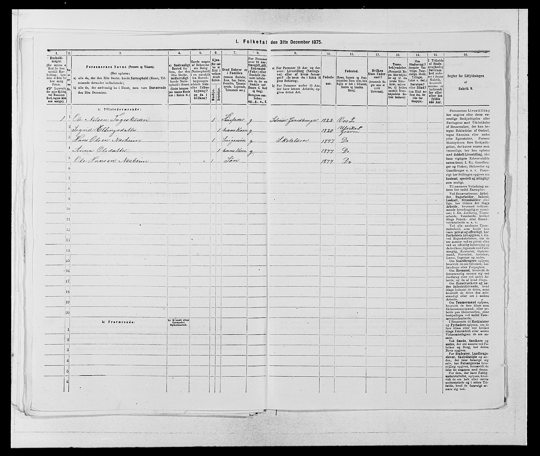 SAB, 1875 census for 1233P Ulvik, 1875, p. 918