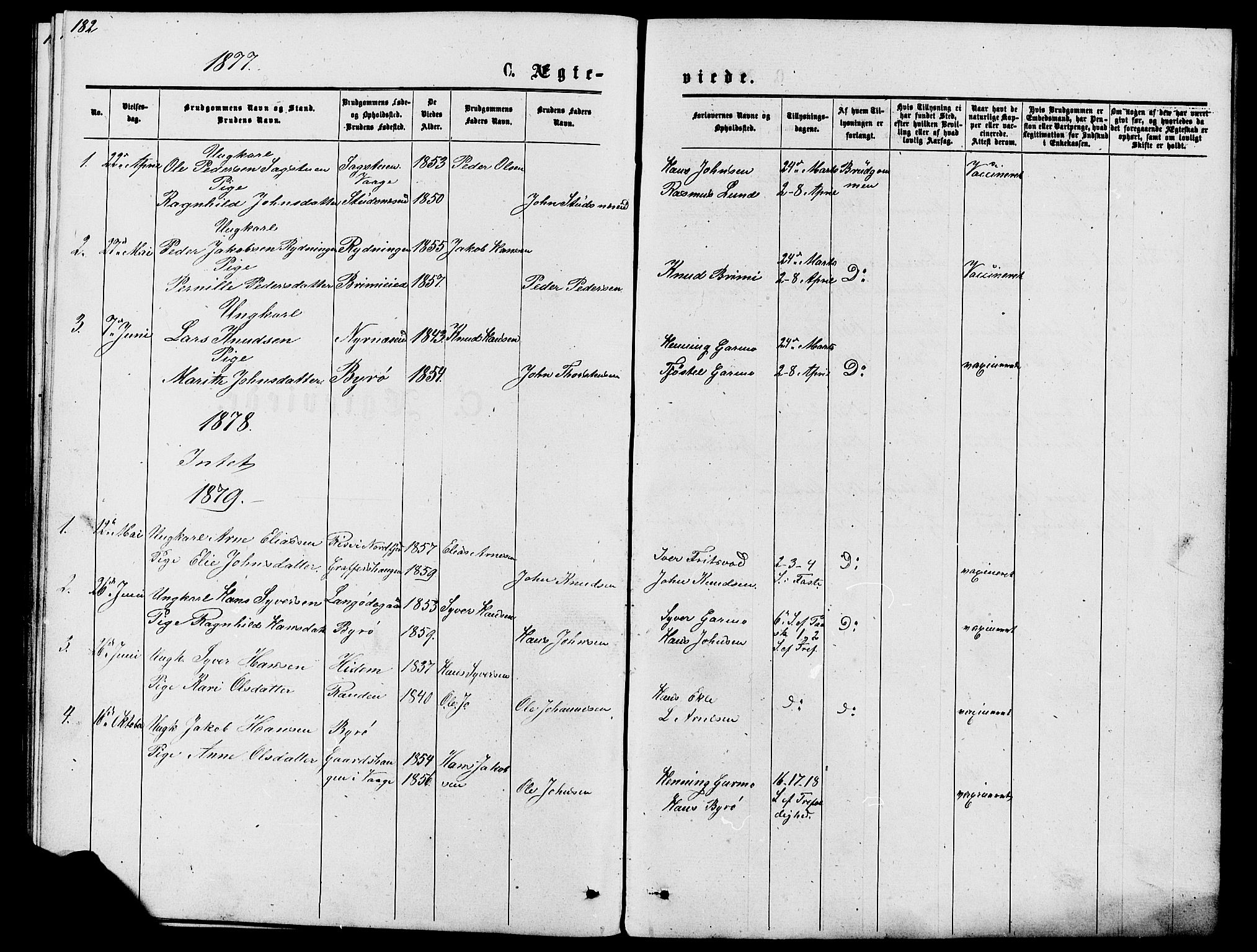 Lom prestekontor, SAH/PREST-070/L/L0005: Parish register (copy) no. 5, 1876-1901, p. 182-183