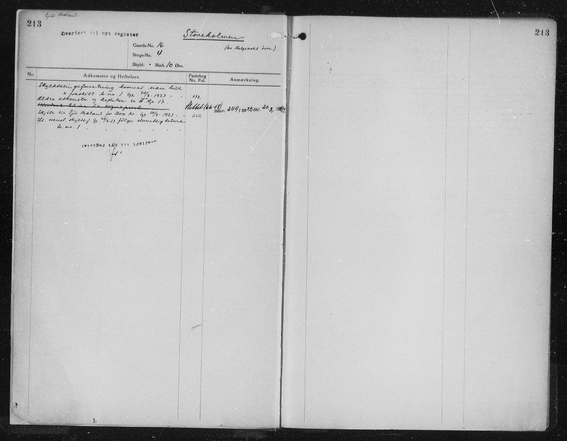 Ryfylke tingrett, SAST/A-100055/001/II/IIA/L0045: Mortgage register no. II A 45, 1922, p. 213