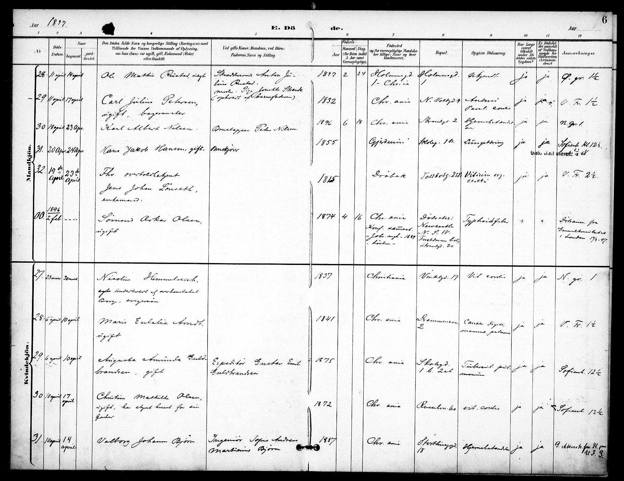 Johannes prestekontor Kirkebøker, AV/SAO-A-10852/F/Fa/L0008: Parish register (official) no. 8, 1897-1917, p. 6