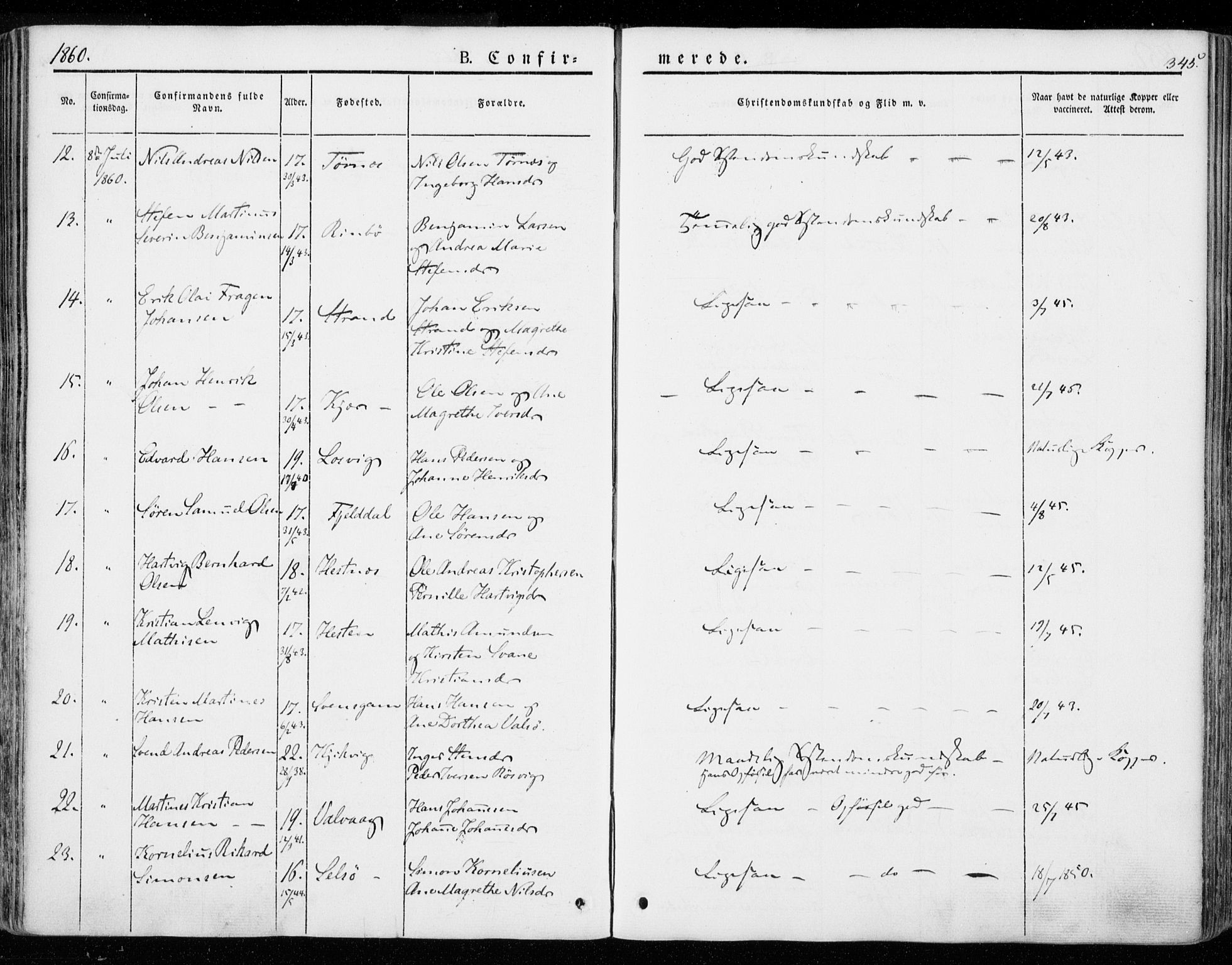 Ministerialprotokoller, klokkerbøker og fødselsregistre - Nordland, AV/SAT-A-1459/872/L1033: Parish register (official) no. 872A08, 1840-1863, p. 345