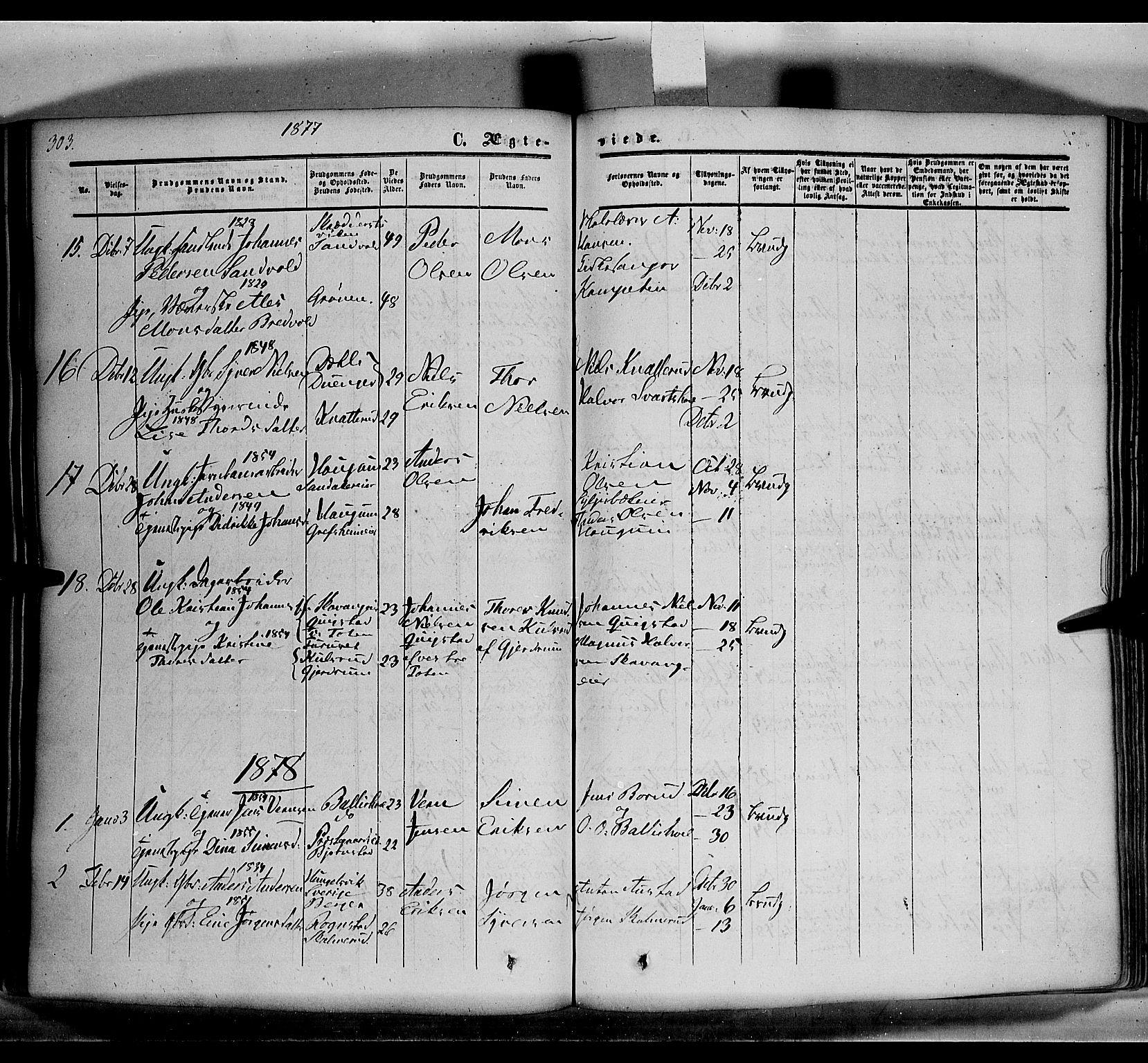 Nes prestekontor, Hedmark, SAH/PREST-020/K/Ka/L0004: Parish register (official) no. 4, 1852-1886, p. 303
