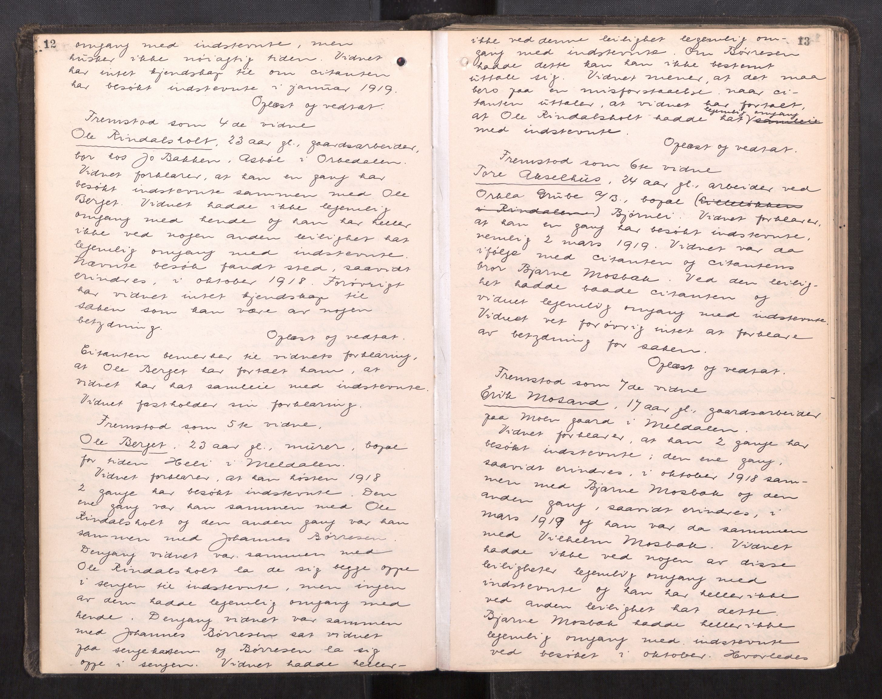 Orkdal sorenskriveri, AV/SAT-A-4169/1/1/1B/L0030: Ekstrarettsprotokoll, 1920-1927, p. 12-13