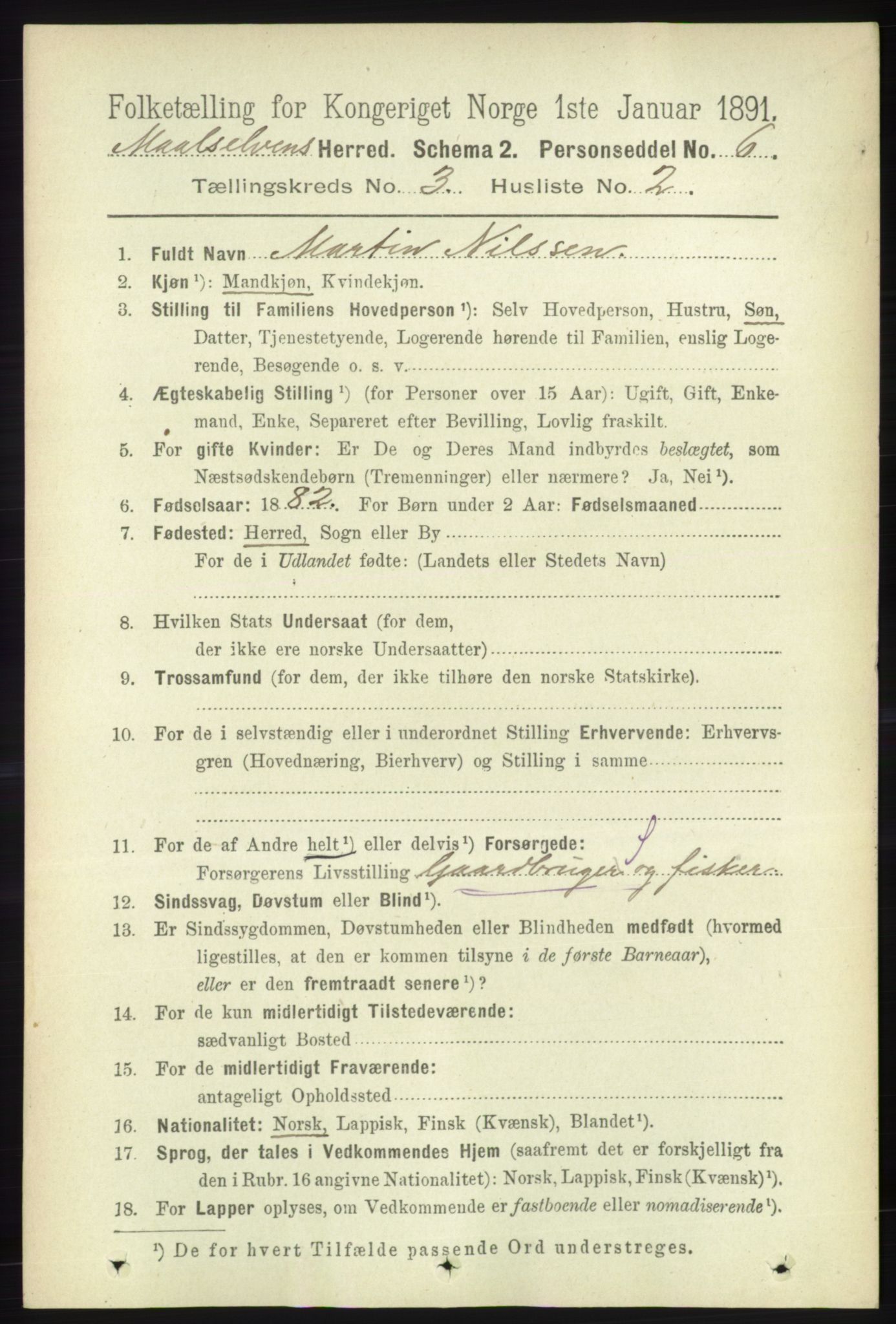RA, 1891 census for 1924 Målselv, 1891, p. 604