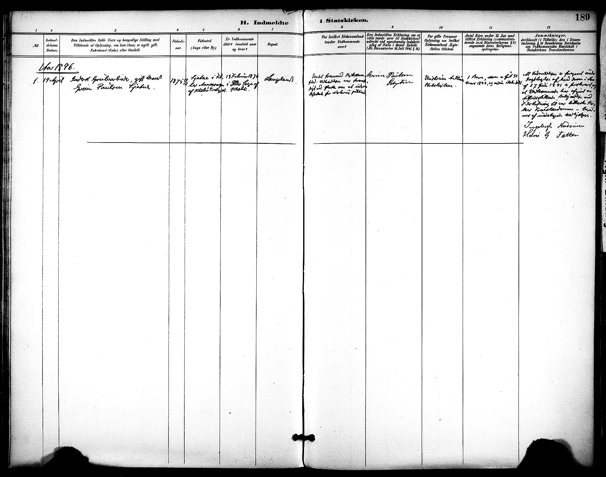 Ministerialprotokoller, klokkerbøker og fødselsregistre - Sør-Trøndelag, SAT/A-1456/686/L0984: Parish register (official) no. 686A02, 1891-1906, p. 189