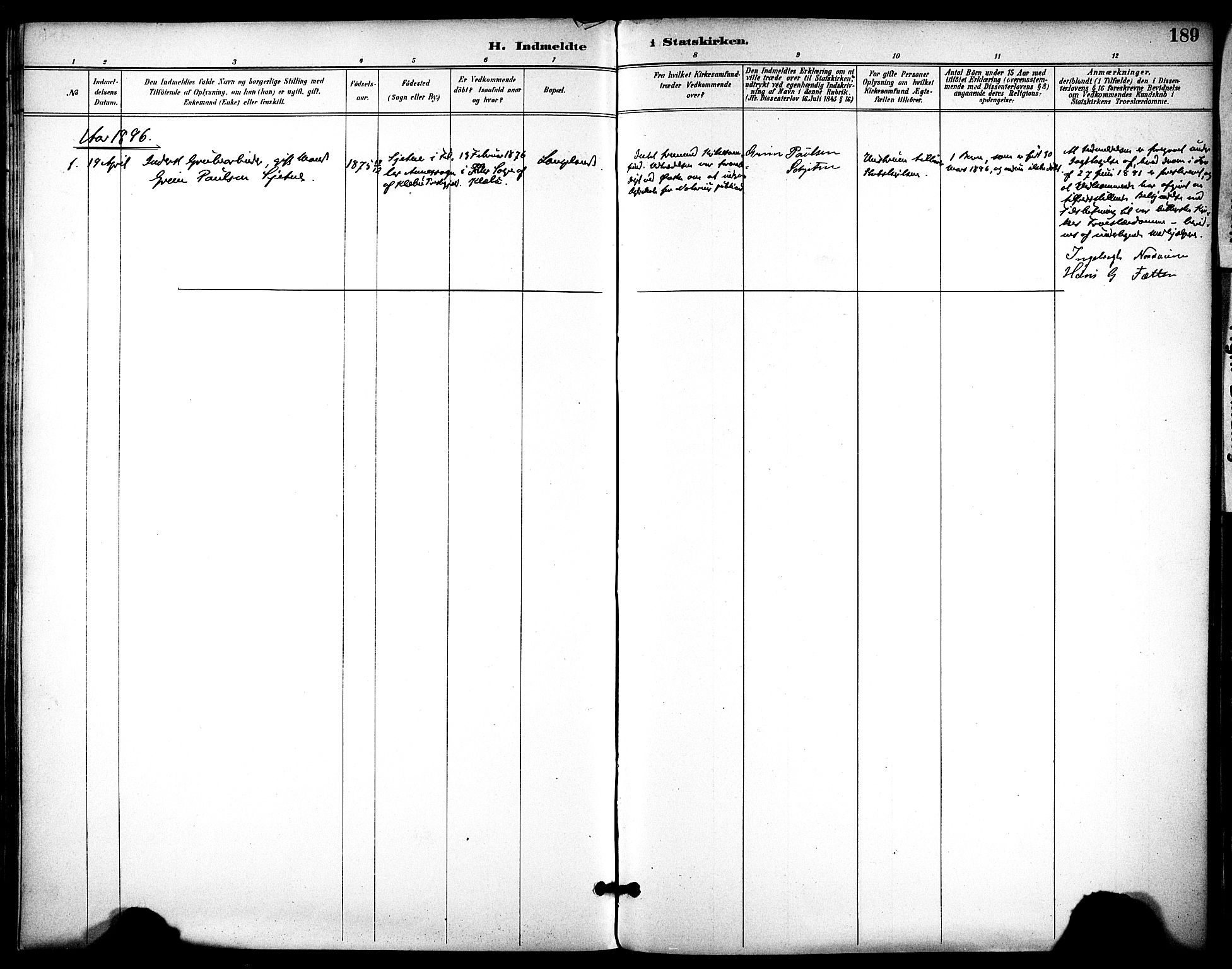 Ministerialprotokoller, klokkerbøker og fødselsregistre - Sør-Trøndelag, AV/SAT-A-1456/686/L0984: Parish register (official) no. 686A02, 1891-1906, p. 189