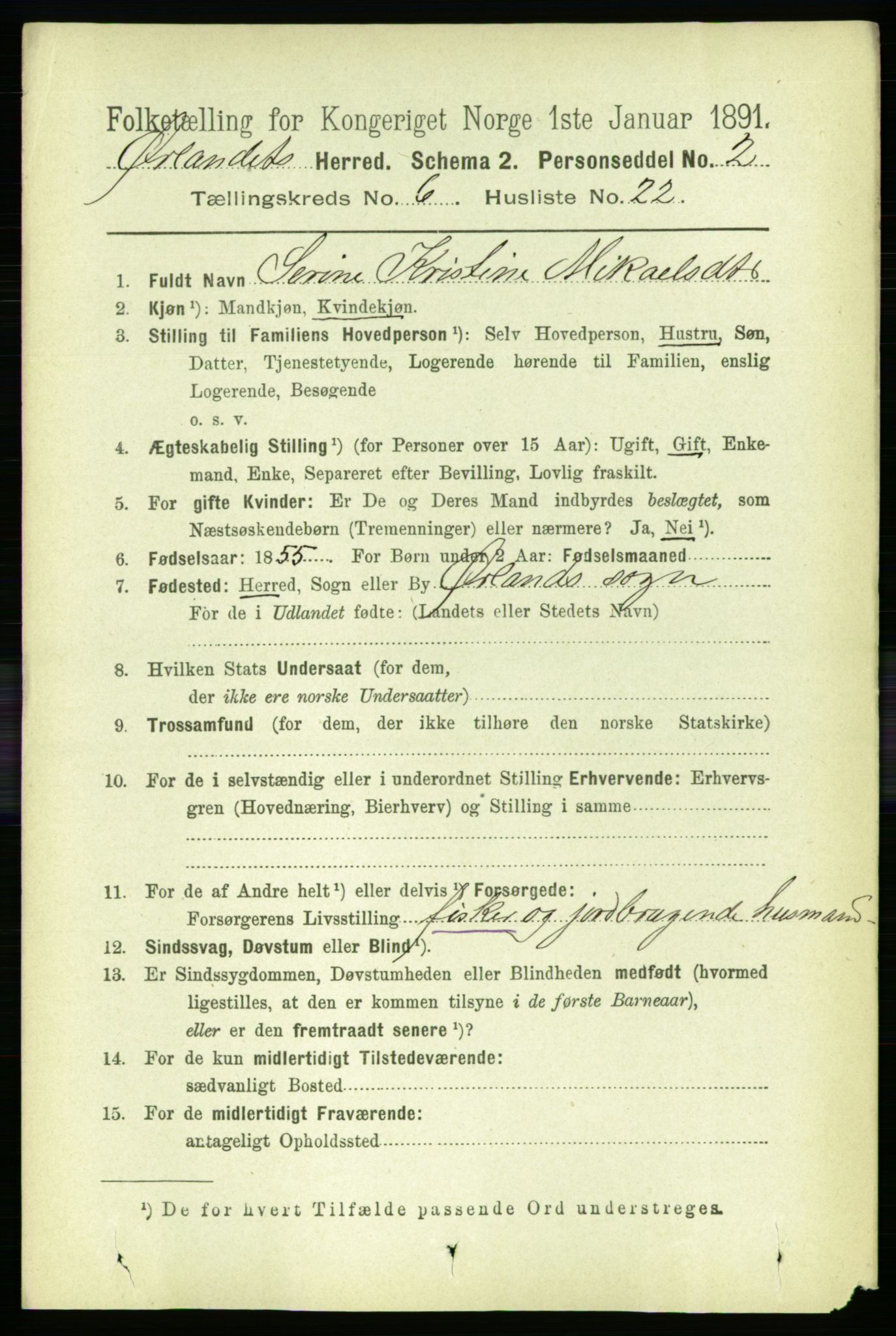 RA, 1891 census for 1621 Ørland, 1891, p. 1977