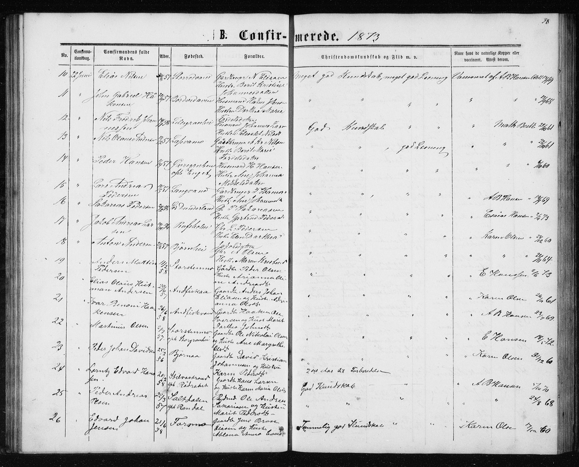 Ministerialprotokoller, klokkerbøker og fødselsregistre - Nordland, SAT/A-1459/827/L0416: Parish register (copy) no. 827C05, 1865-1886, p. 38