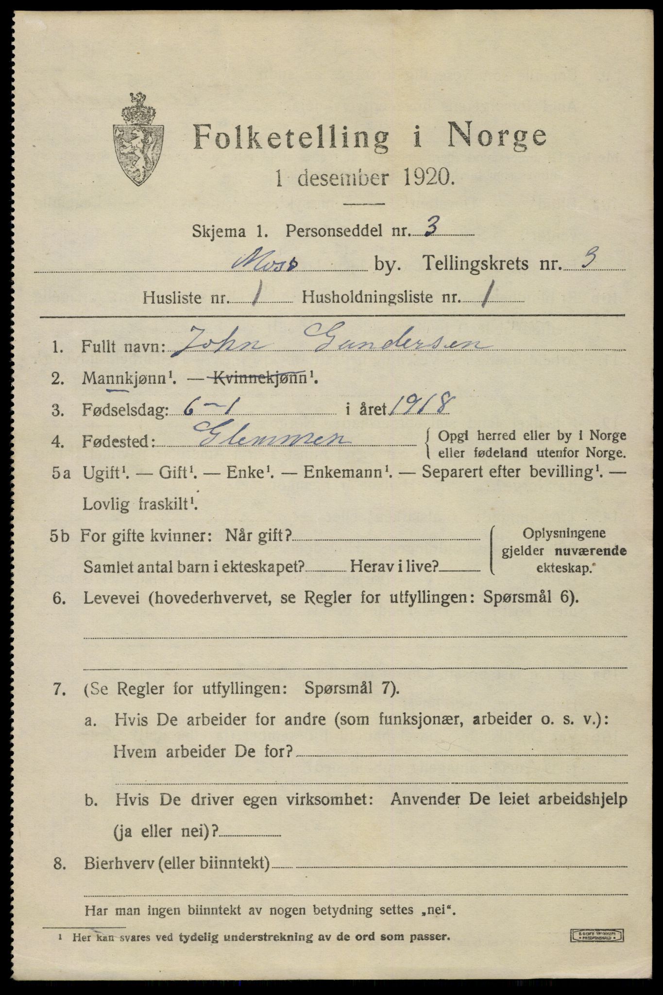 SAO, 1920 census for Moss, 1920, p. 11145