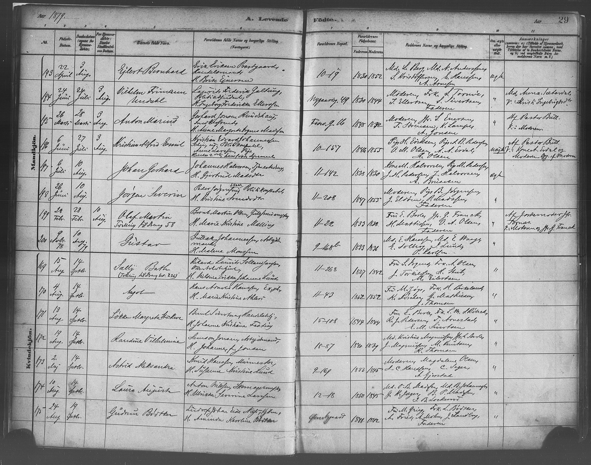 Domkirken sokneprestembete, SAB/A-74801/H/Haa/L0023: Parish register (official) no. B 6, 1879-1887, p. 29