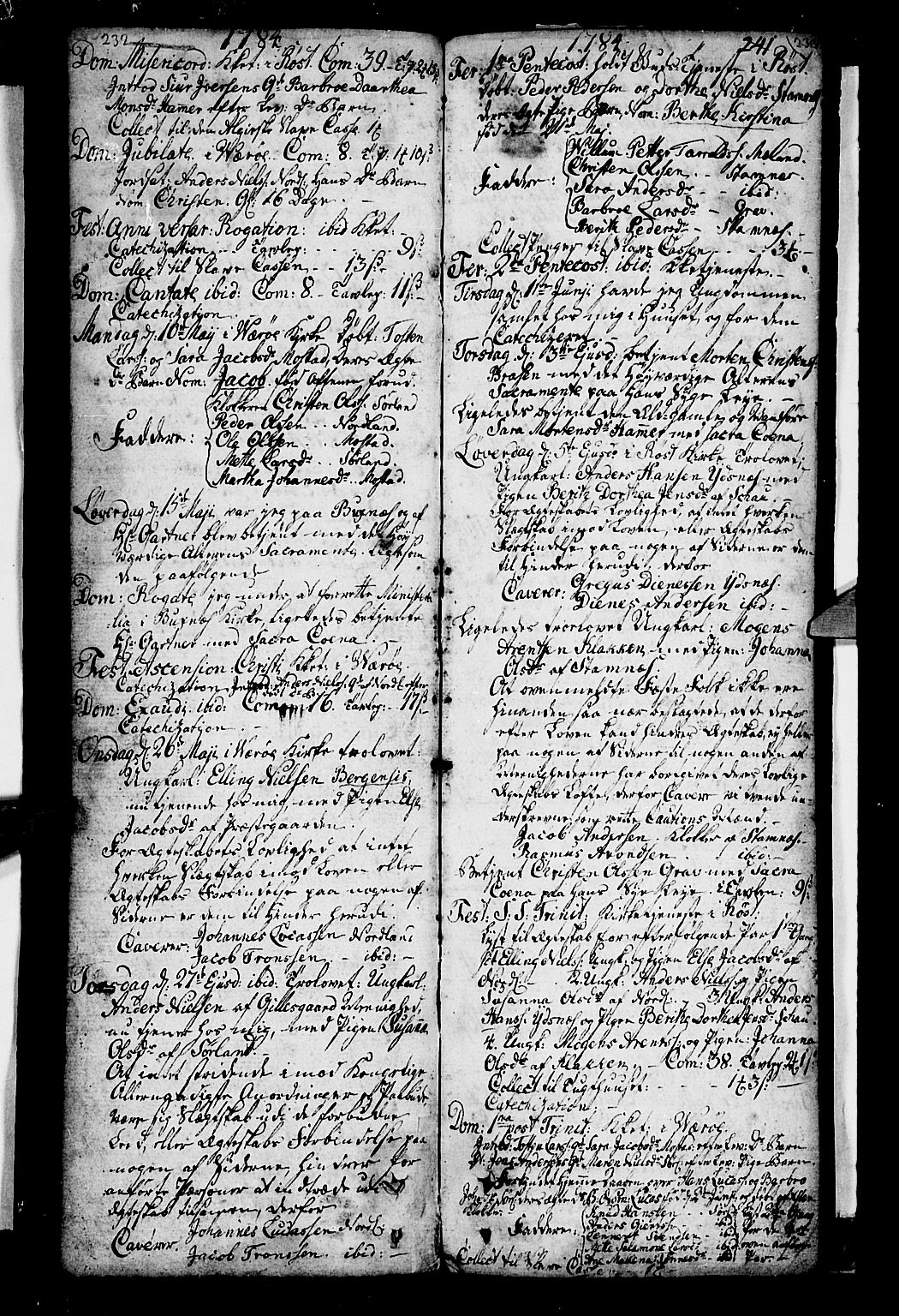 Ministerialprotokoller, klokkerbøker og fødselsregistre - Nordland, SAT/A-1459/807/L0118: Parish register (official) no. 807A01, 1752-1798, p. 232-233
