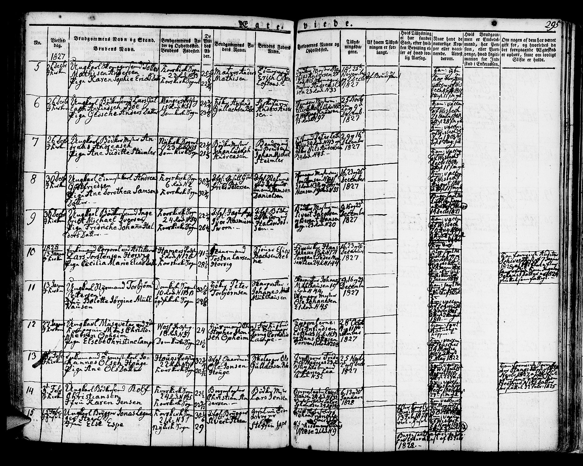 Korskirken sokneprestembete, AV/SAB-A-76101/H/Hab: Parish register (copy) no. A 3, 1821-1831, p. 295