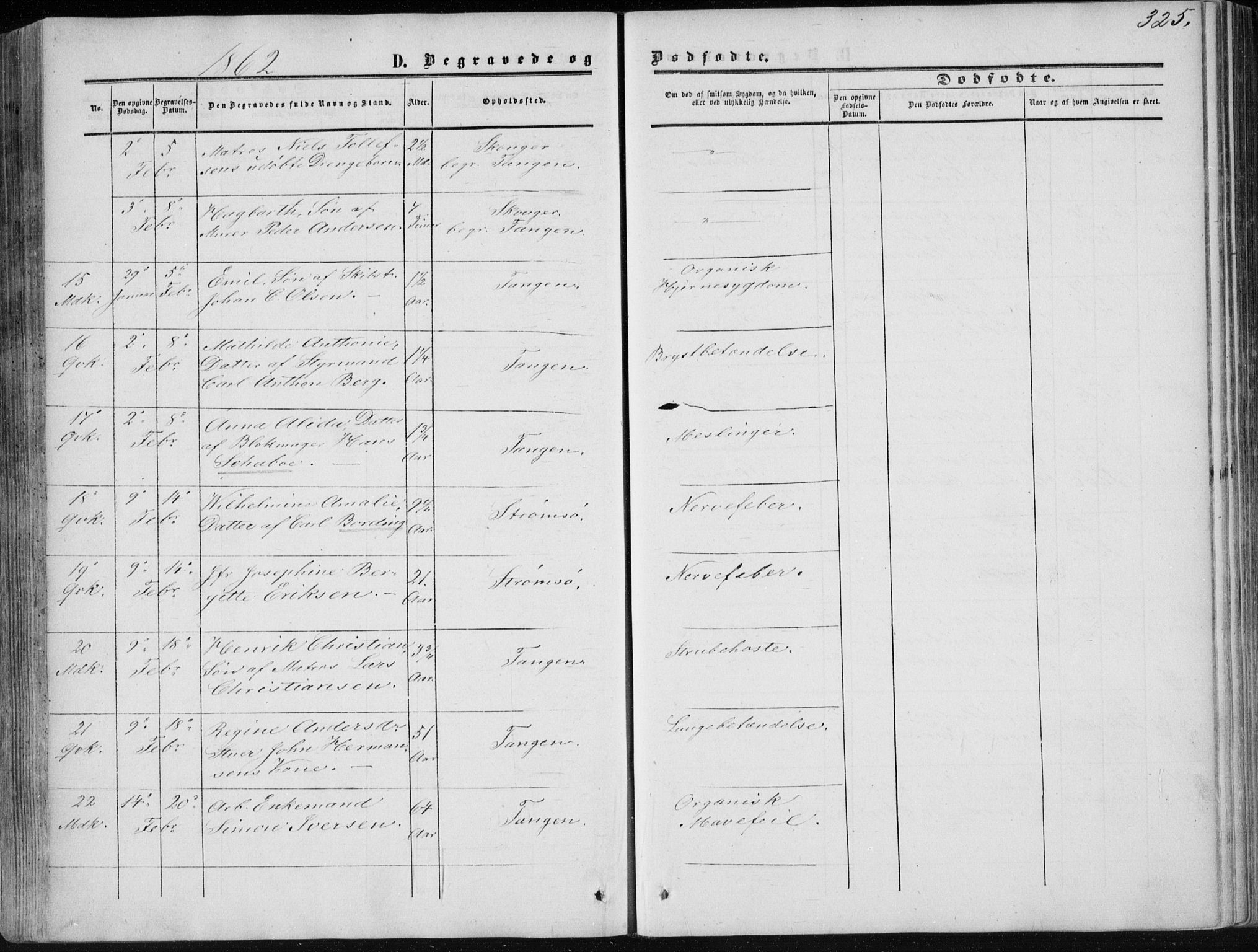 Strømsø kirkebøker, AV/SAKO-A-246/F/Fa/L0015: Parish register (official) no. I 15, 1859-1868, p. 325