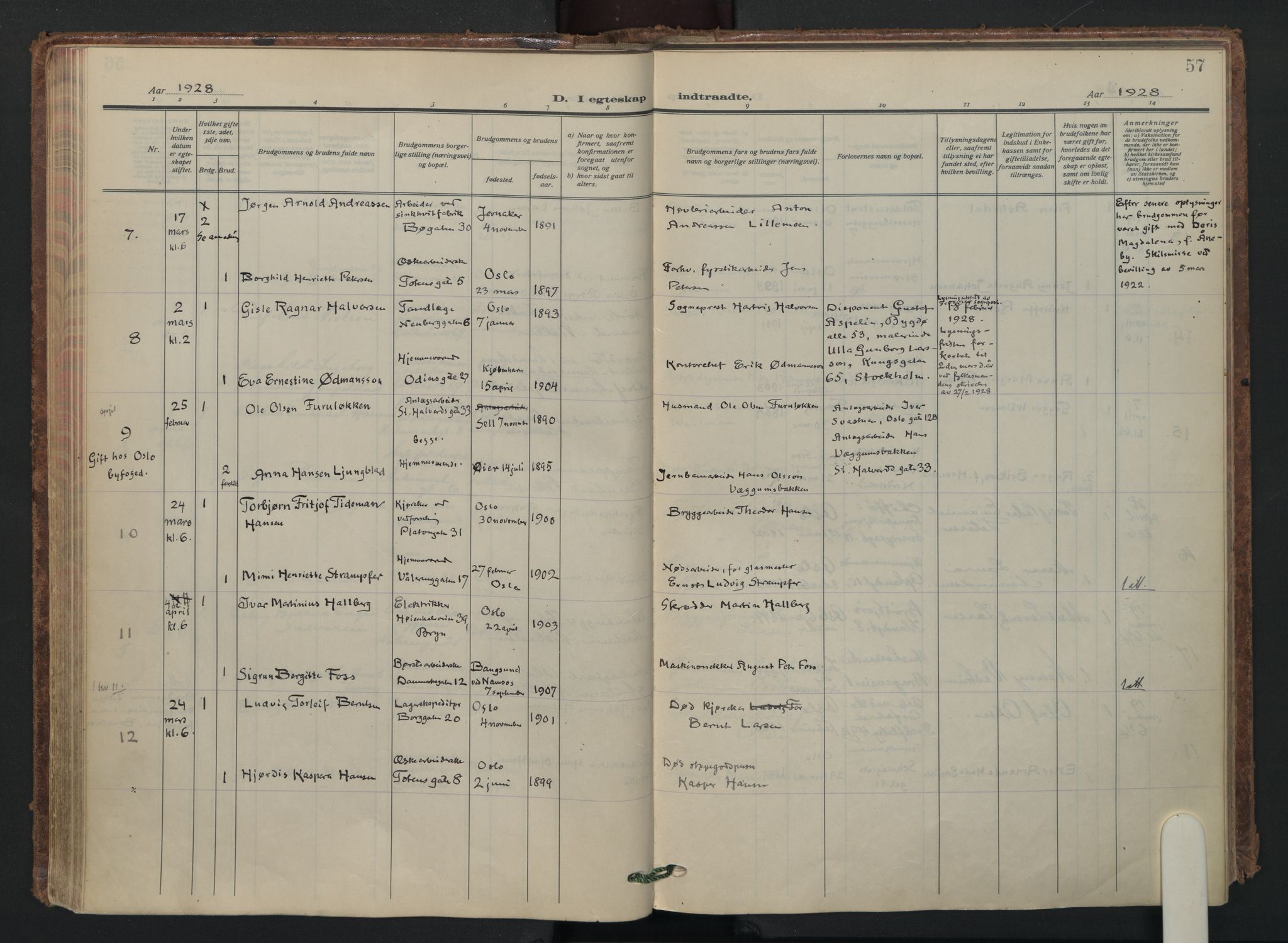 Vålerengen prestekontor Kirkebøker, AV/SAO-A-10878/F/Fa/L0005: Parish register (official) no. 5, 1924-1936, p. 57