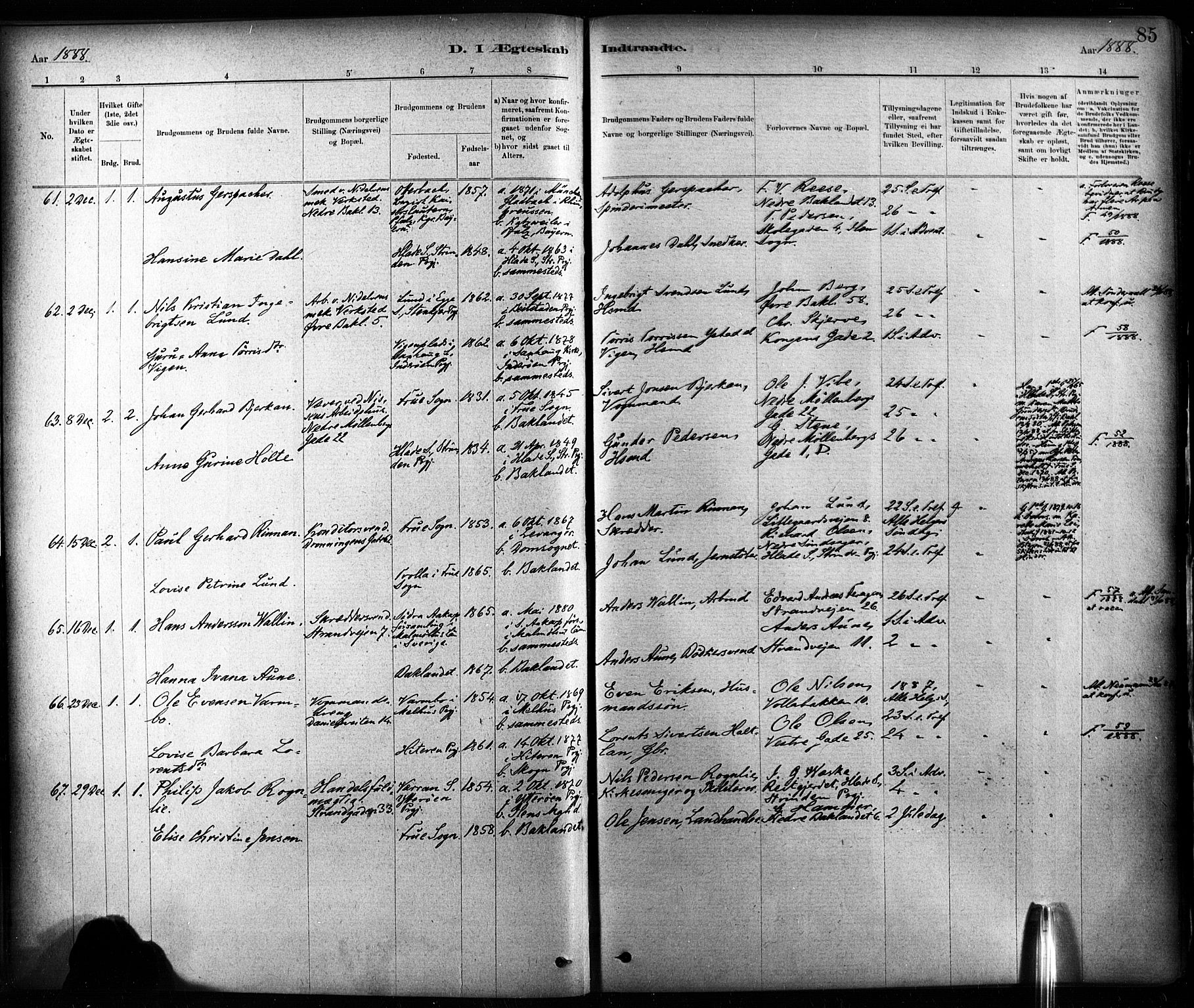 Ministerialprotokoller, klokkerbøker og fødselsregistre - Sør-Trøndelag, SAT/A-1456/604/L0189: Parish register (official) no. 604A10, 1878-1892, p. 85