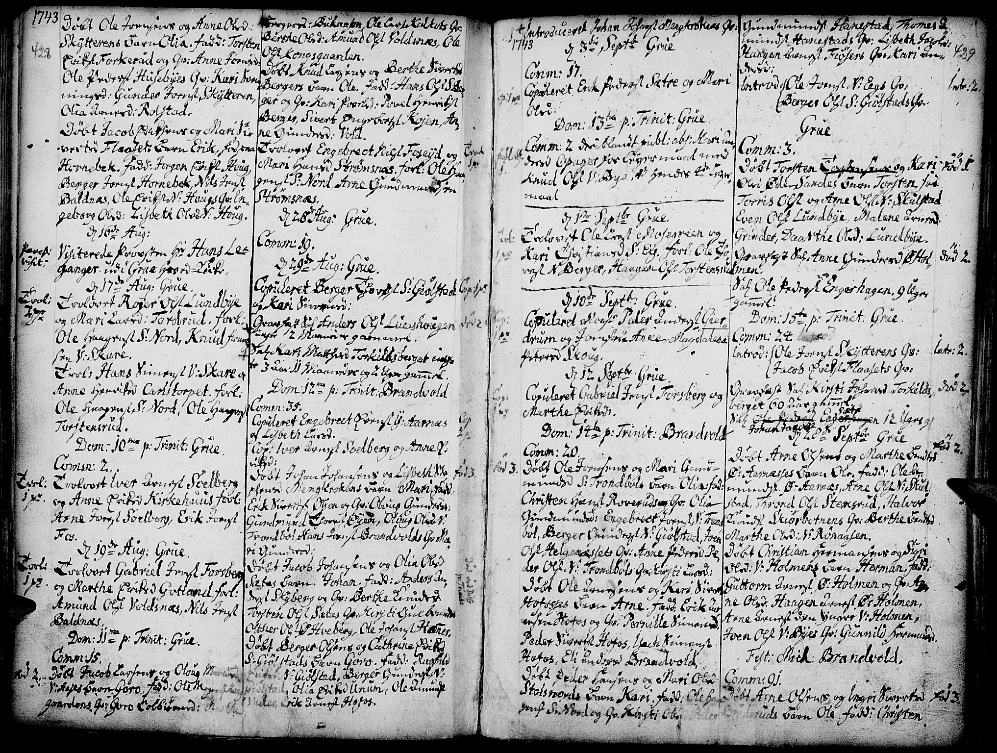 Grue prestekontor, AV/SAH-PREST-036/H/Ha/Haa/L0001: Parish register (official) no. 1, 1712-1748, p. 428-429