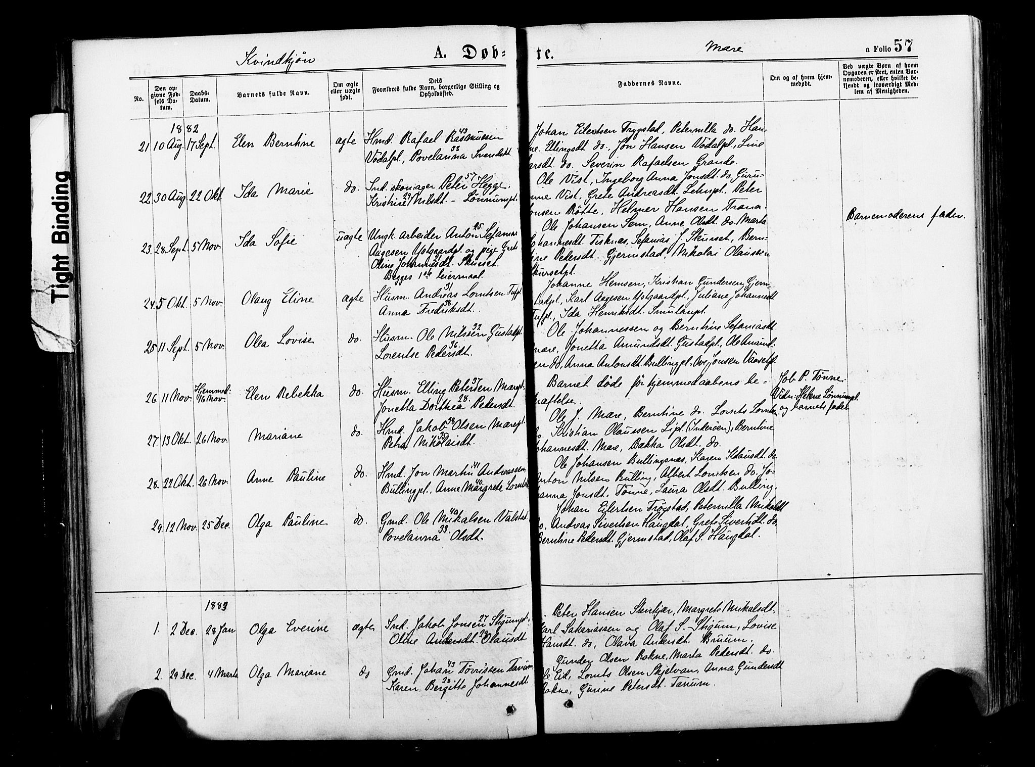 Ministerialprotokoller, klokkerbøker og fødselsregistre - Nord-Trøndelag, AV/SAT-A-1458/735/L0348: Parish register (official) no. 735A09 /1, 1873-1883, p. 57