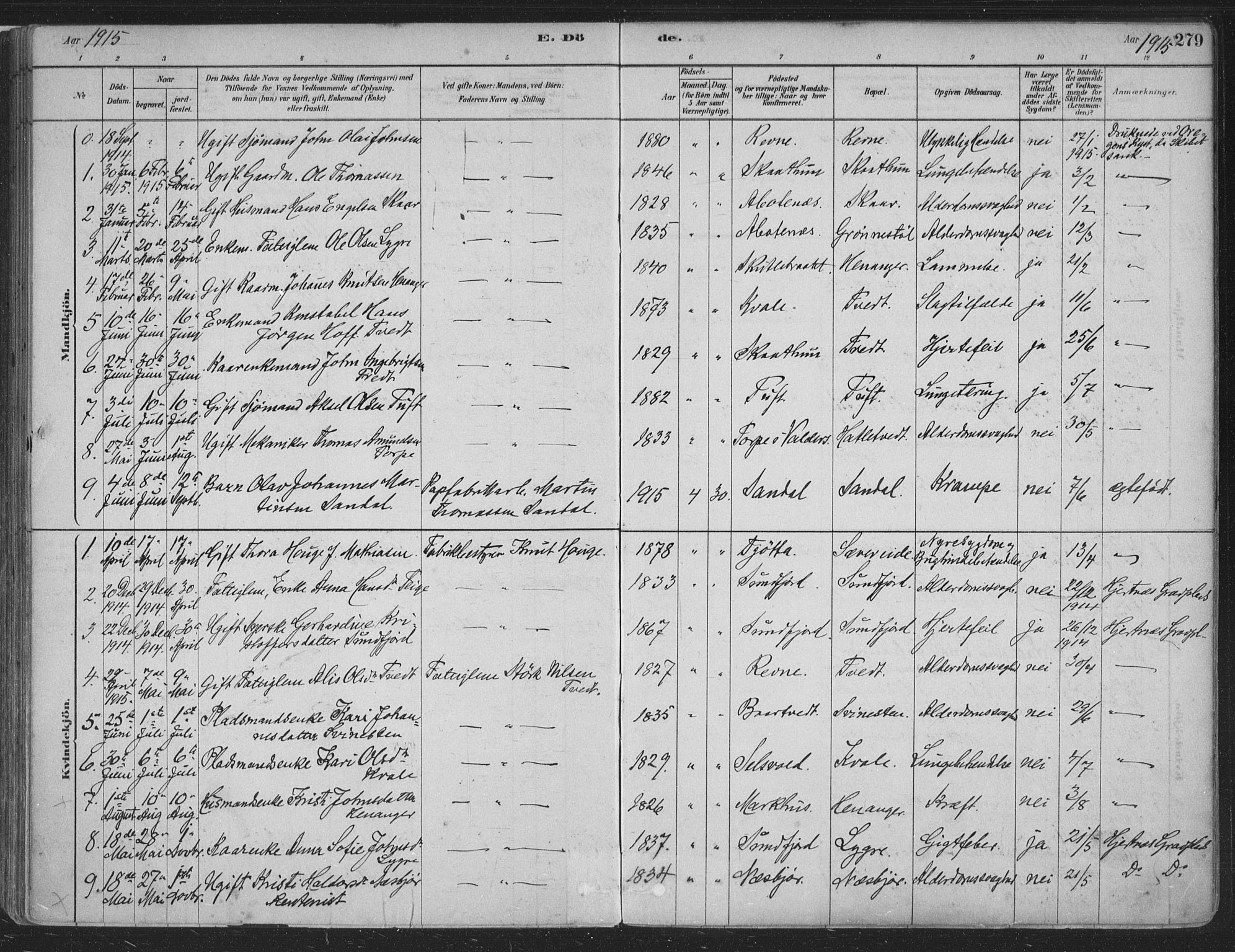 Fusa sokneprestembete, SAB/A-75401/H/Haa: Parish register (official) no. D 1, 1880-1938, p. 279
