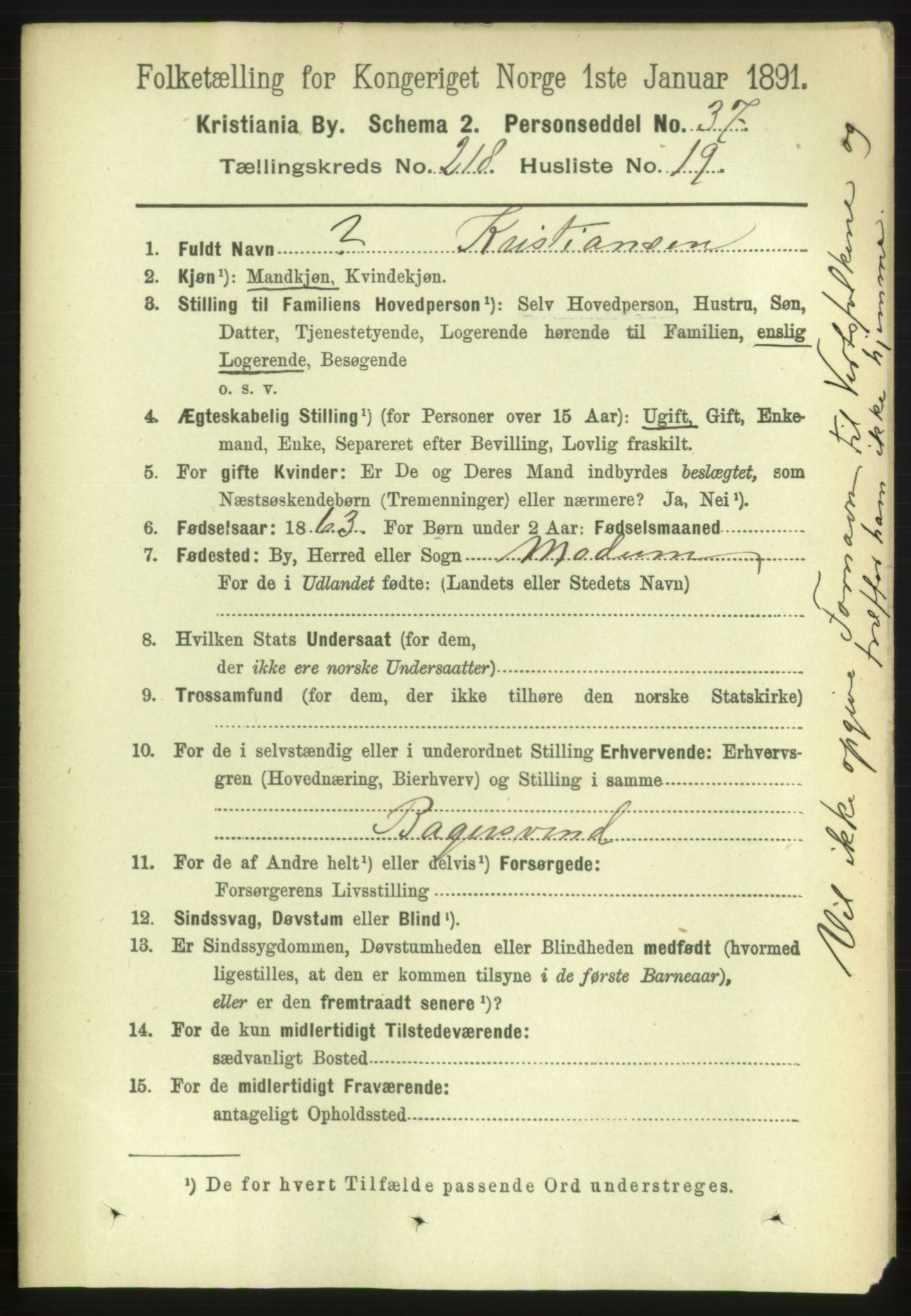 RA, 1891 census for 0301 Kristiania, 1891, p. 129509