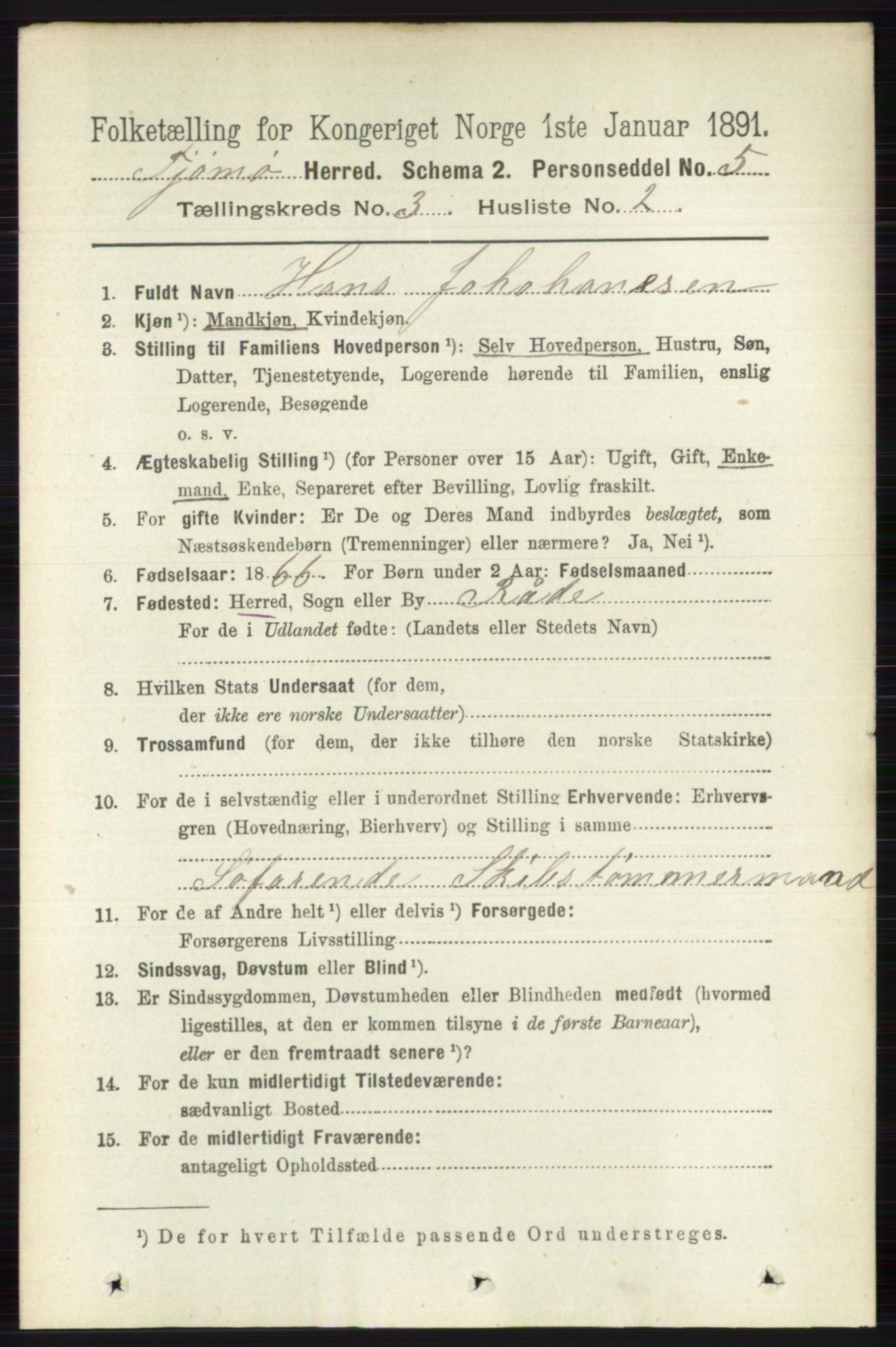 RA, 1891 census for 0723 Tjøme, 1891, p. 879