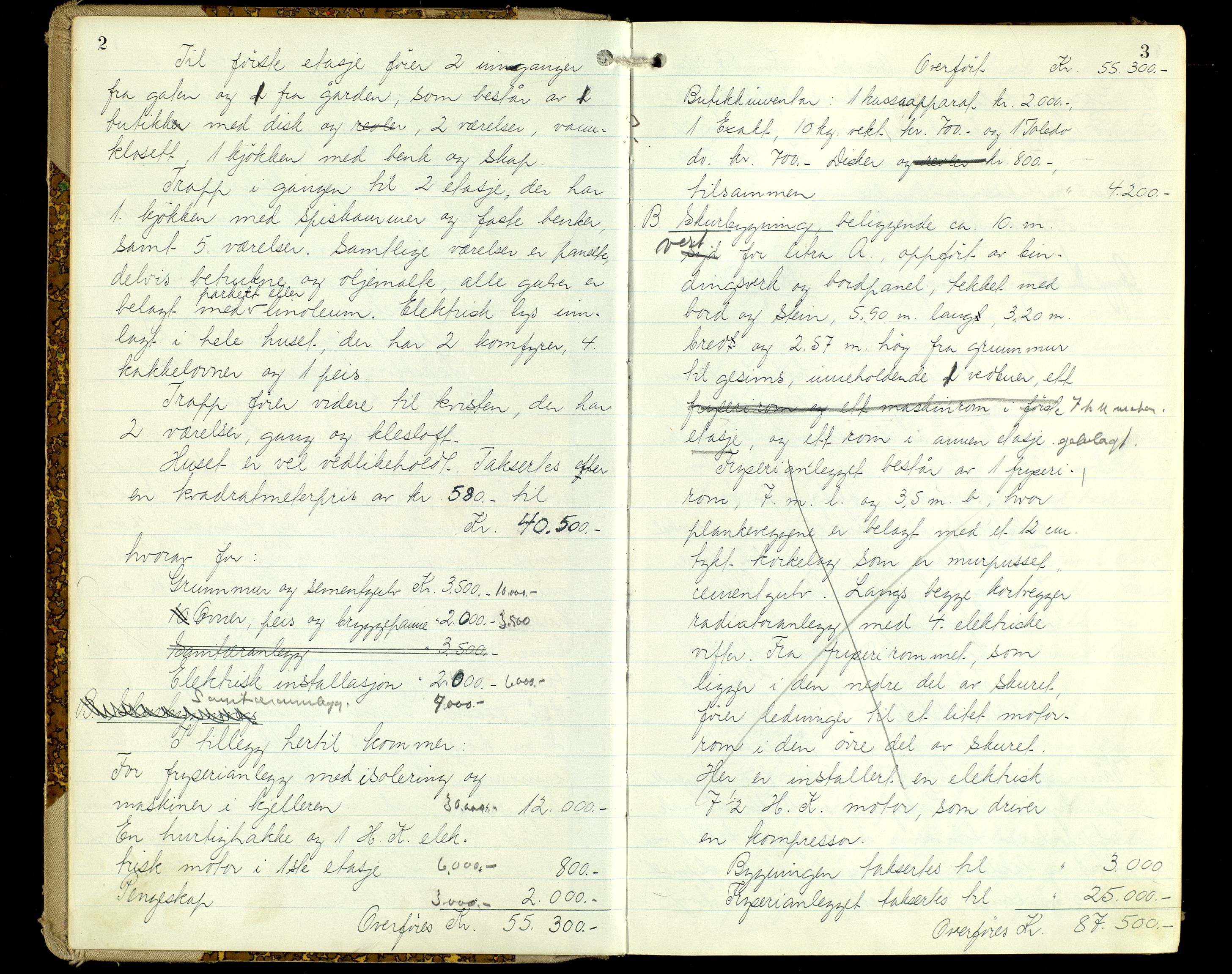 Norges Brannkasse, Lillehammer, AV/SAH-NBRANL-042/F/L0012: Branntakstprotokoll, 1943-1947, p. 2-3
