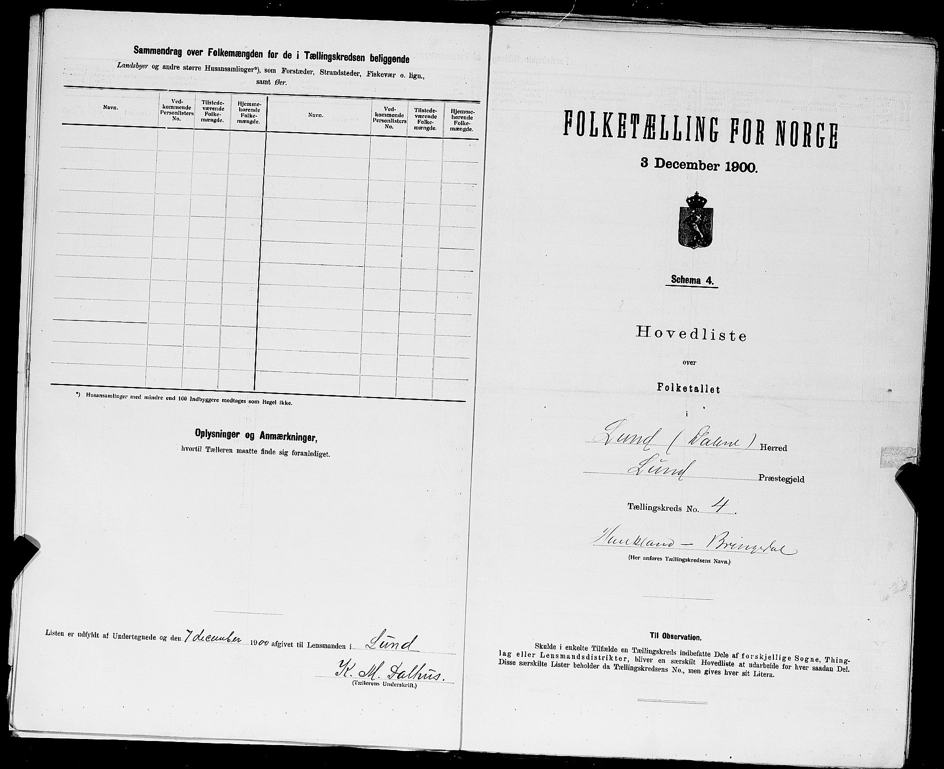 SAST, 1900 census for Lund, 1900, p. 16