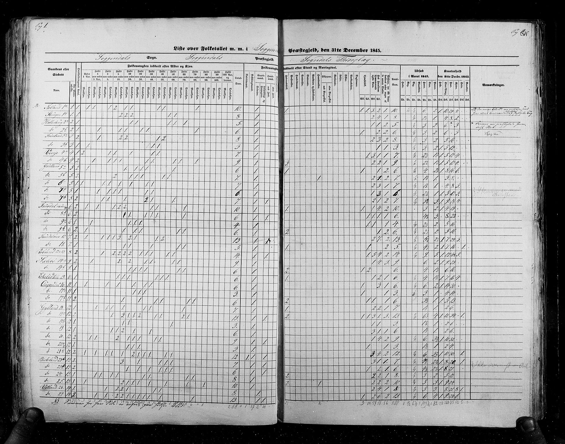 RA, Census 1845, vol. 6: Lister og Mandal amt og Stavanger amt, 1845, p. 205