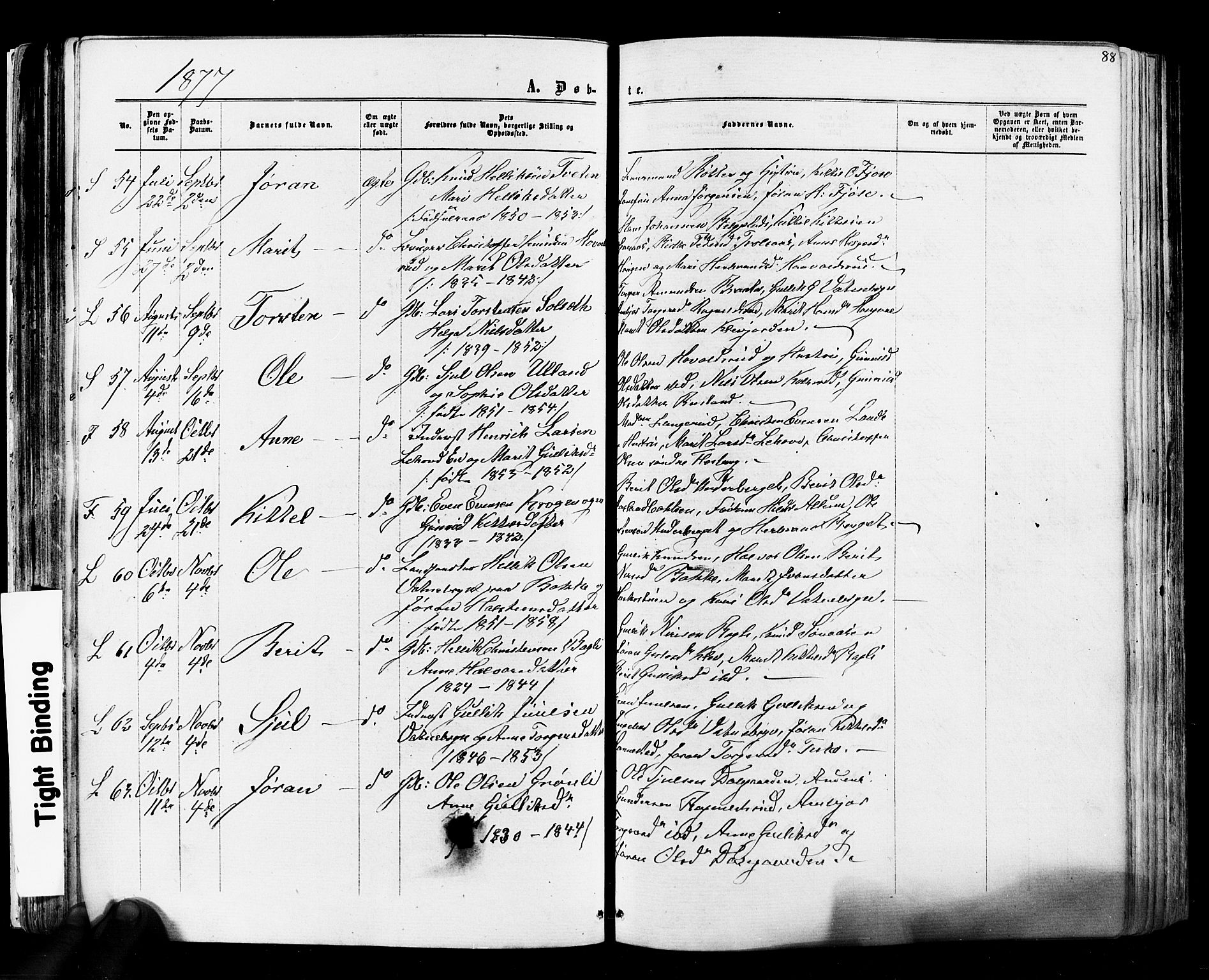 Flesberg kirkebøker, SAKO/A-18/F/Fa/L0007: Parish register (official) no. I 7, 1861-1878, p. 88