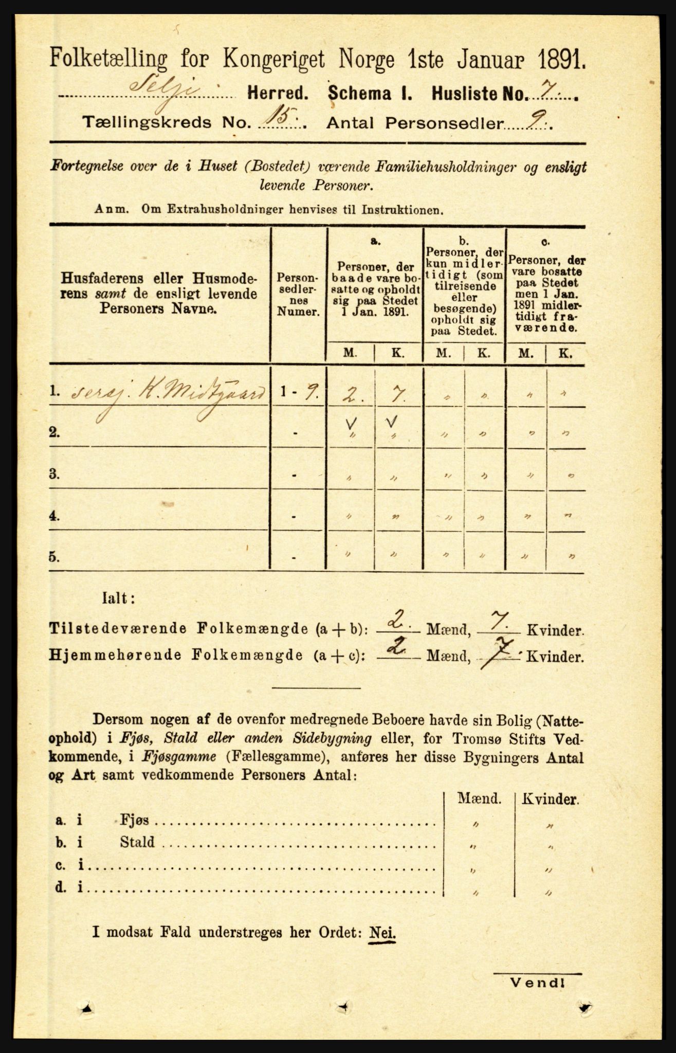 RA, 1891 census for 1441 Selje, 1891, p. 4650