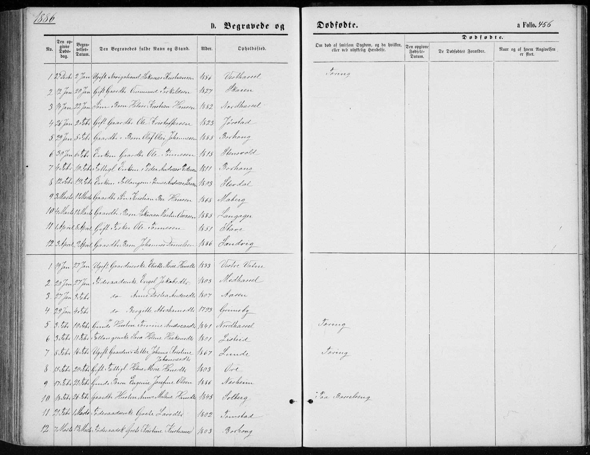 Lista sokneprestkontor, AV/SAK-1111-0027/F/Fb/L0004: Parish register (copy) no. B 4, 1877-1891, p. 456