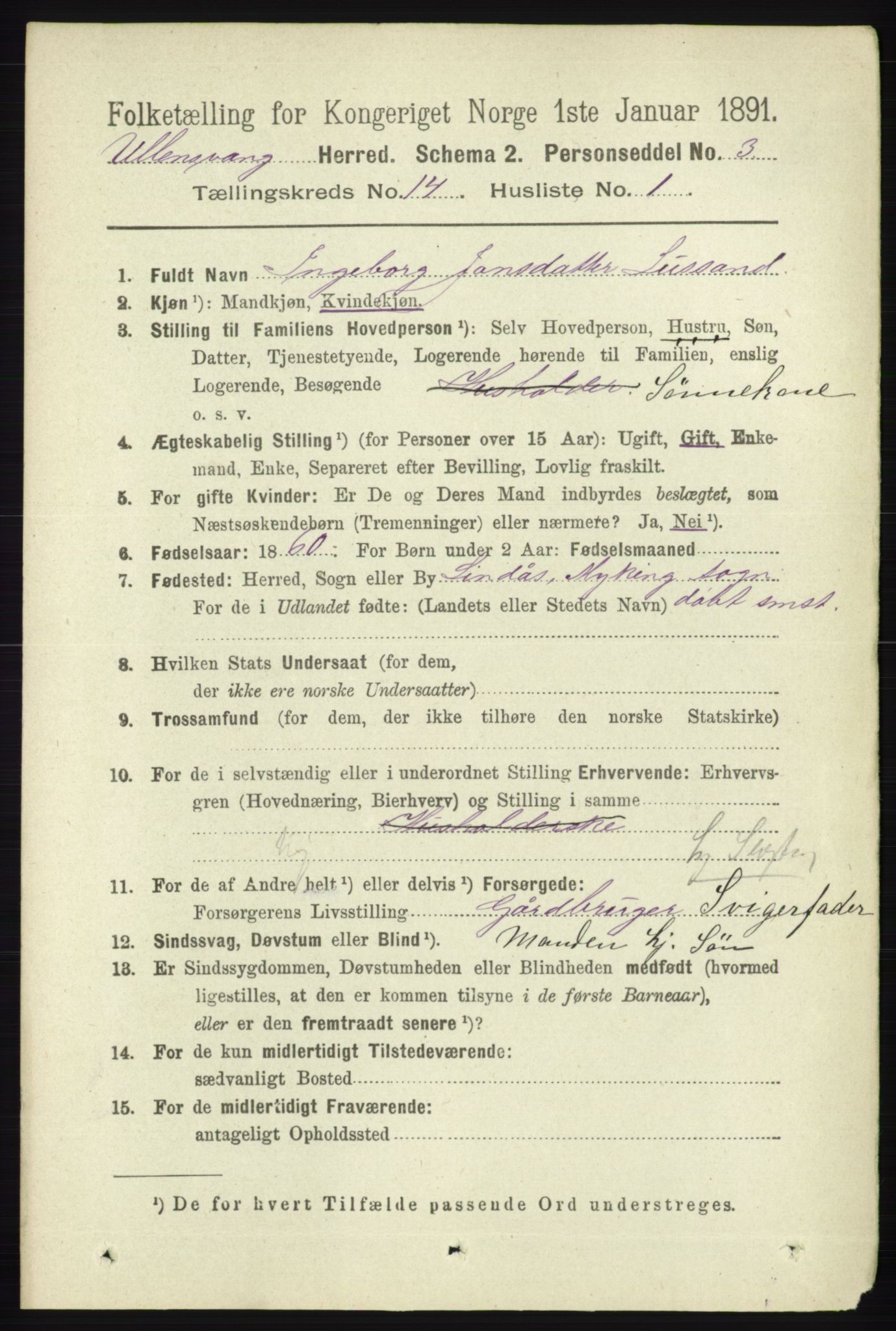 RA, 1891 census for 1230 Ullensvang, 1891, p. 5555